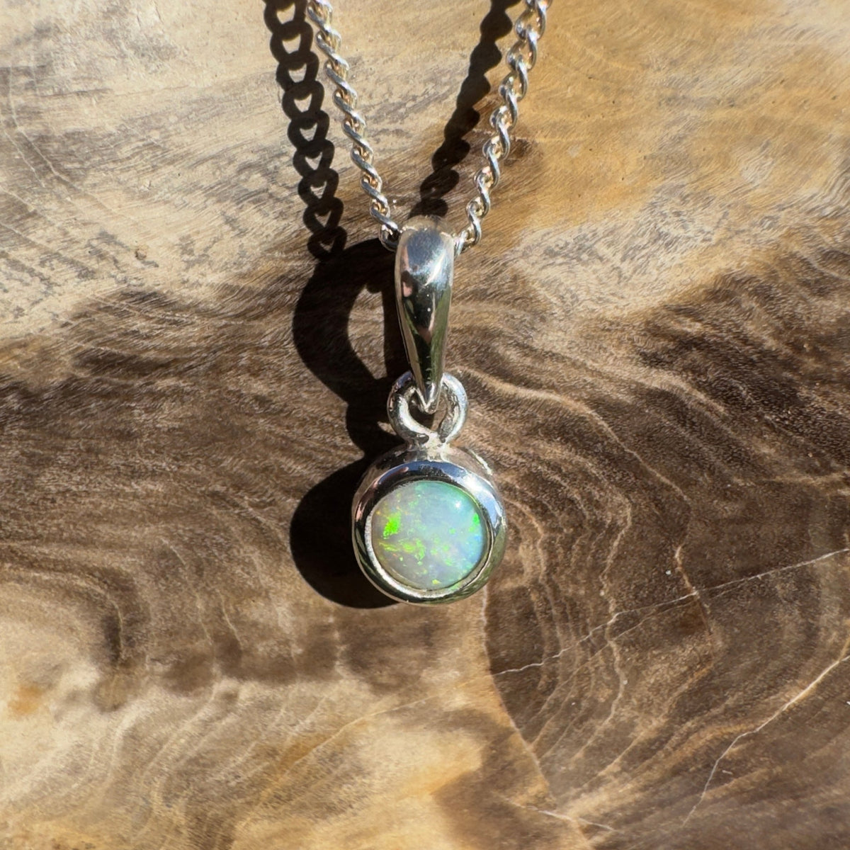 0.3ct Lightning Ridge Opal Pendant Necklace ~ 'Byron Current' | 925 Sterling Silver | Solid Australian Opal