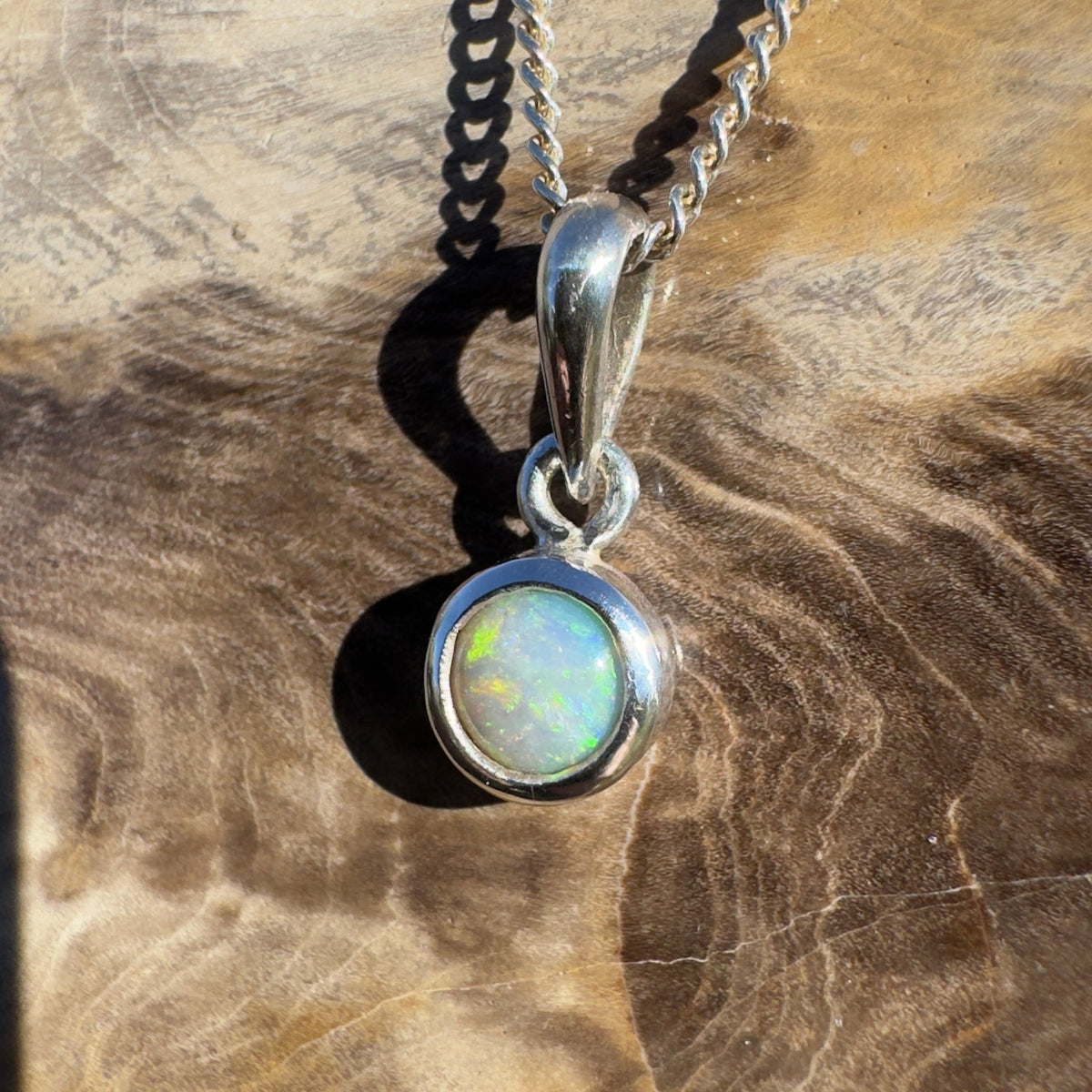 0.3ct Lightning Ridge Opal Pendant Necklace ~ 'Byron Current' | 925 Sterling Silver | Solid Australian Opal