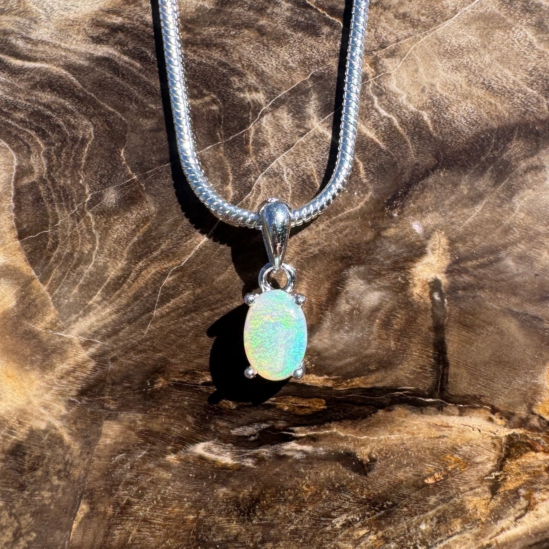 0.3ct Lightning Ridge Opal Pendant Necklace ~ 'Dunk Island Blue' | 925 Sterling Silver | Solid Australian Opal