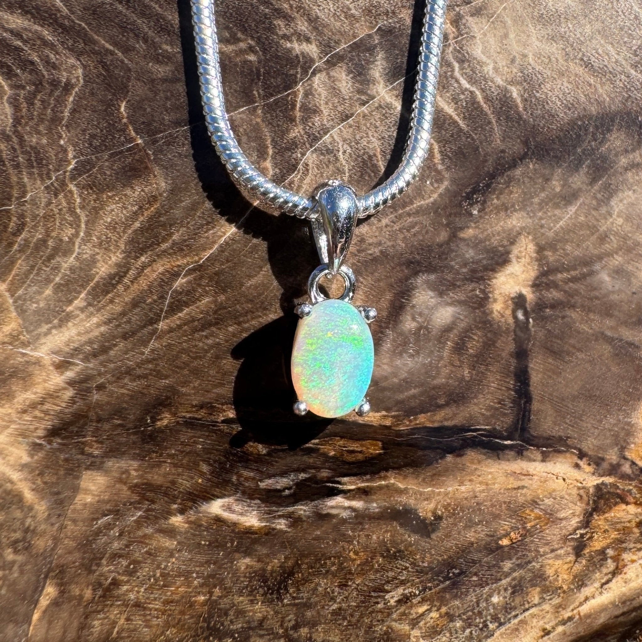 0.3ct Lightning Ridge Opal Pendant Necklace ~ 'Dunk Island Blue' | 925 Sterling Silver | Solid Australian Opal