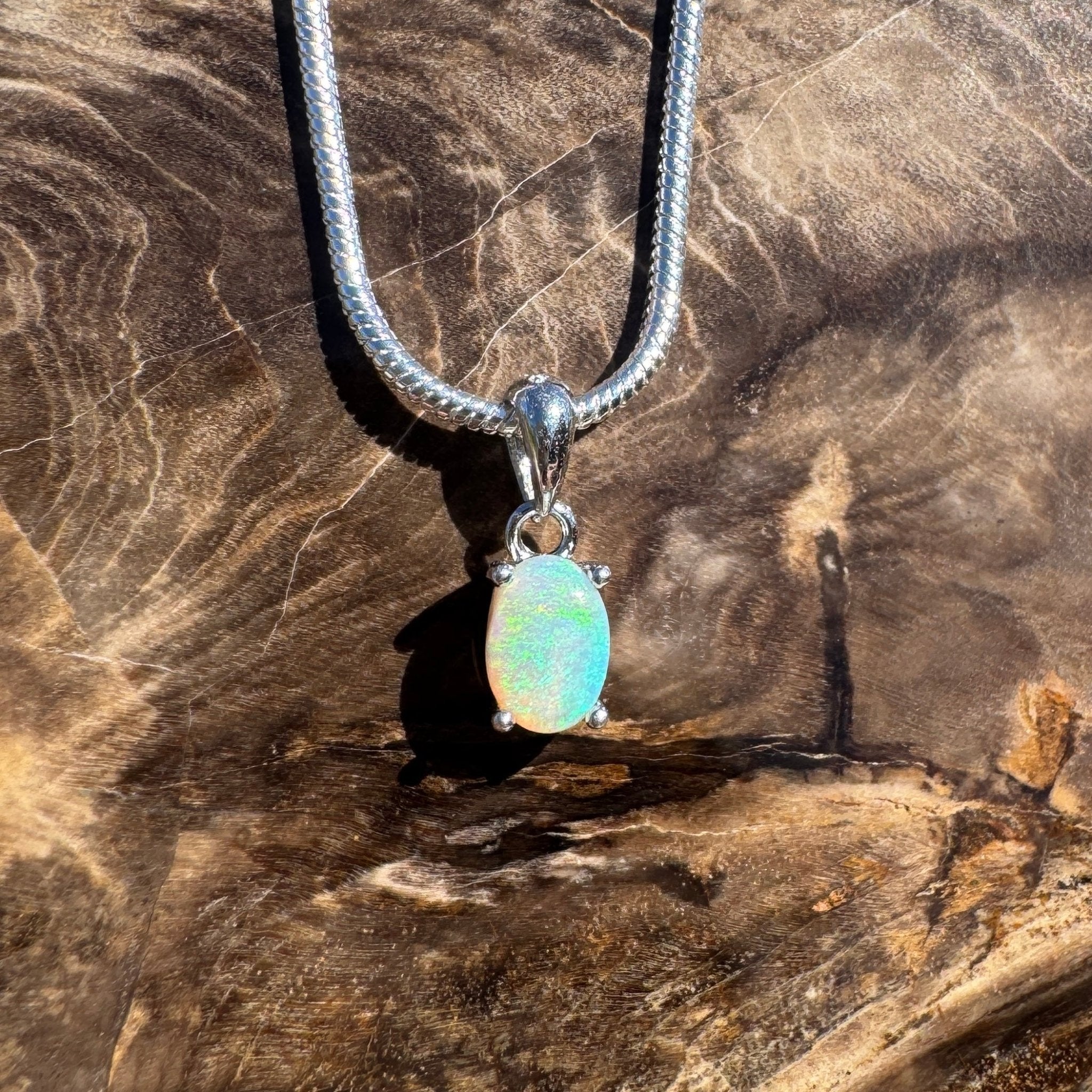 0.3ct Lightning Ridge Opal Pendant Necklace ~ 'Dunk Island Blue' | 925 Sterling Silver | Solid Australian Opal