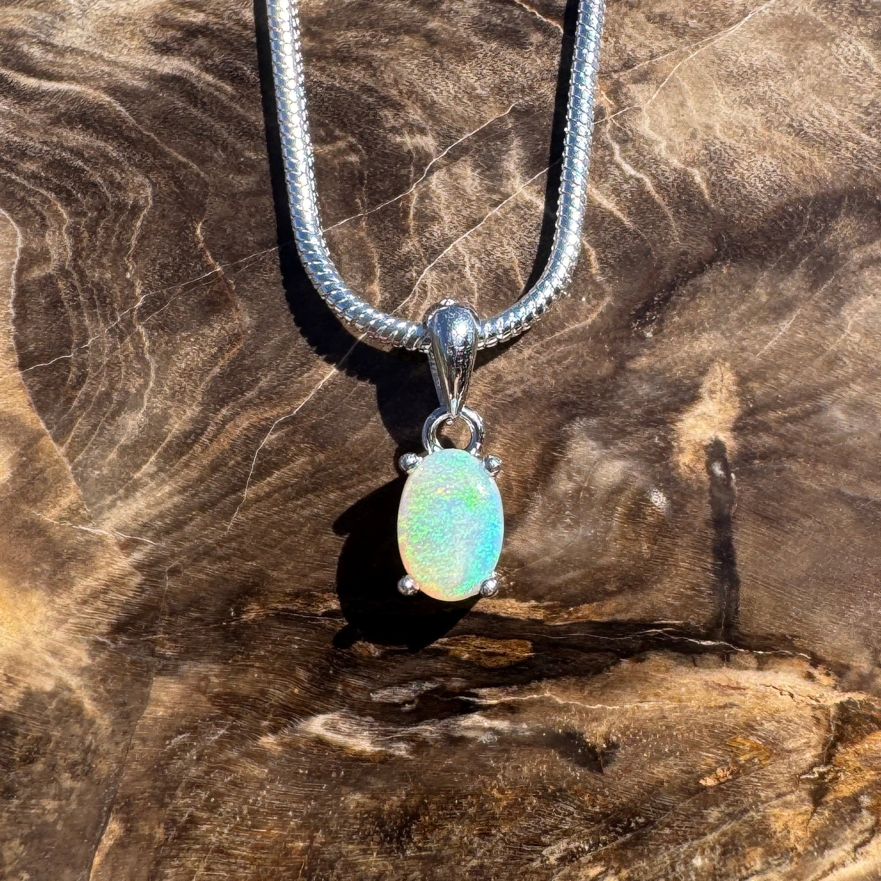 0.3ct Lightning Ridge Opal Pendant Necklace ~ 'Dunk Island Blue' | 925 Sterling Silver | Solid Australian Opal