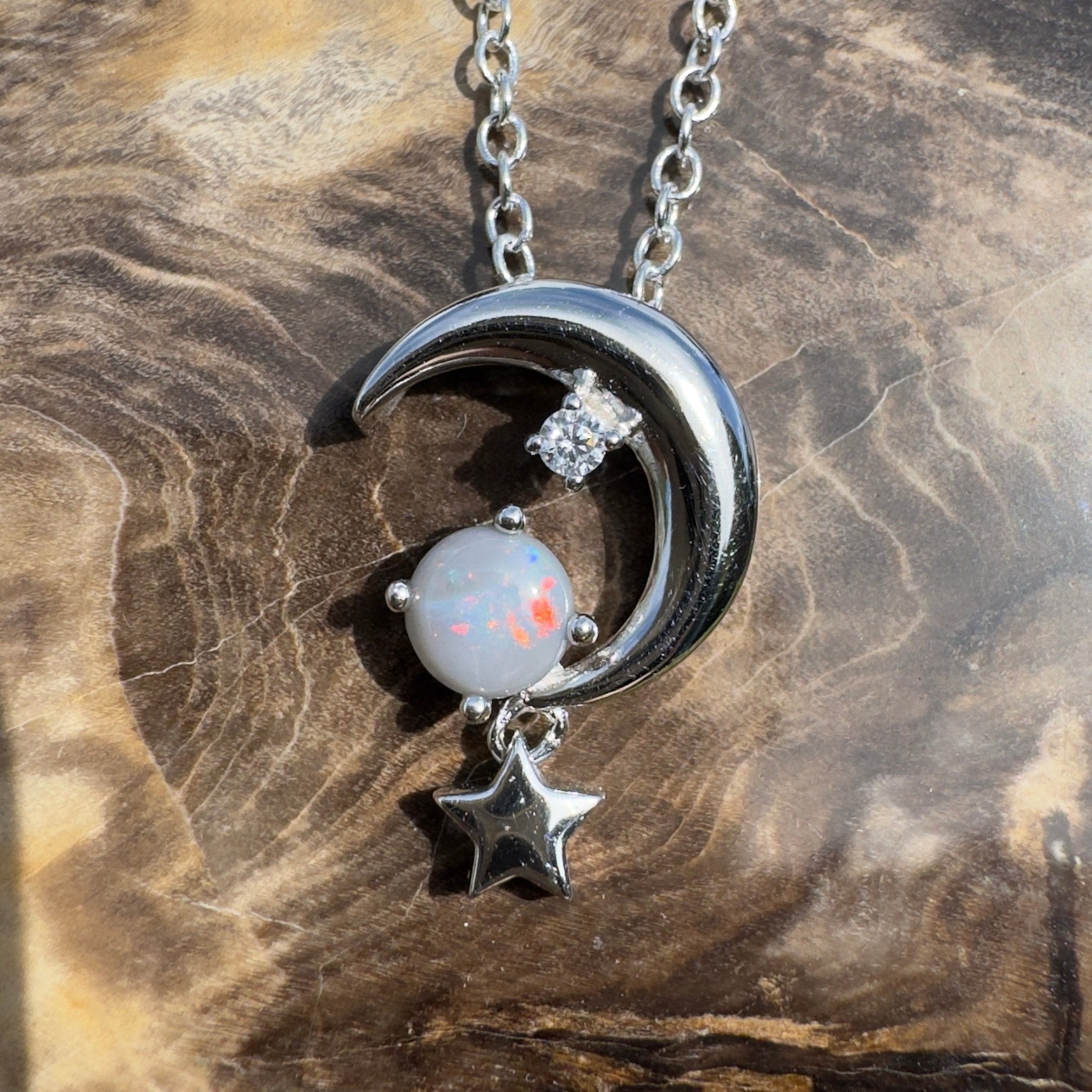 0.3ct Lightning Ridge Opal Pendant Necklace ~ 'Mount Remarkable Char' | 925 Sterling Silver | Solid Australian Opal