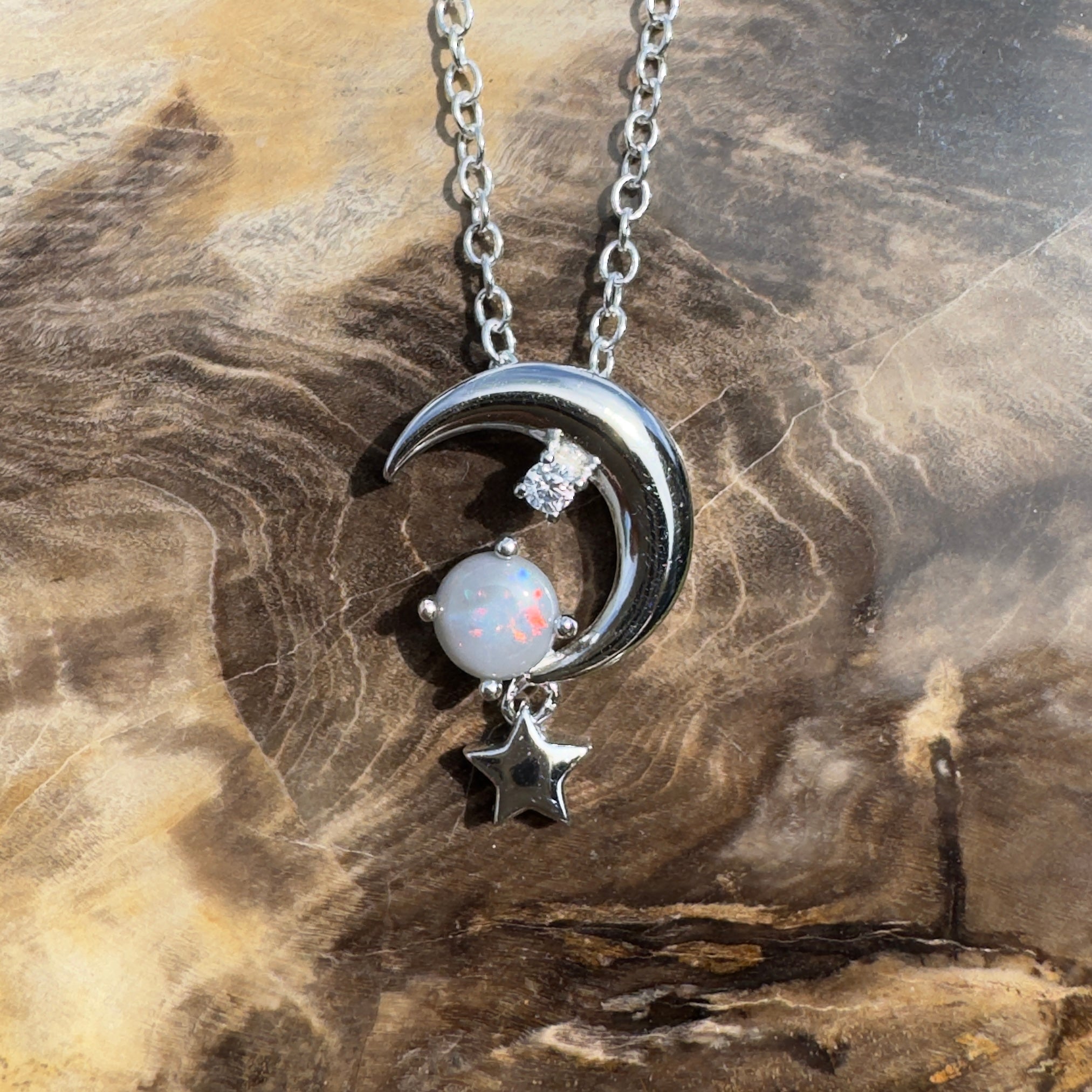 0.3ct Lightning Ridge Opal Pendant Necklace ~ 'Mount Remarkable Char' | 925 Sterling Silver | Solid Australian Opal