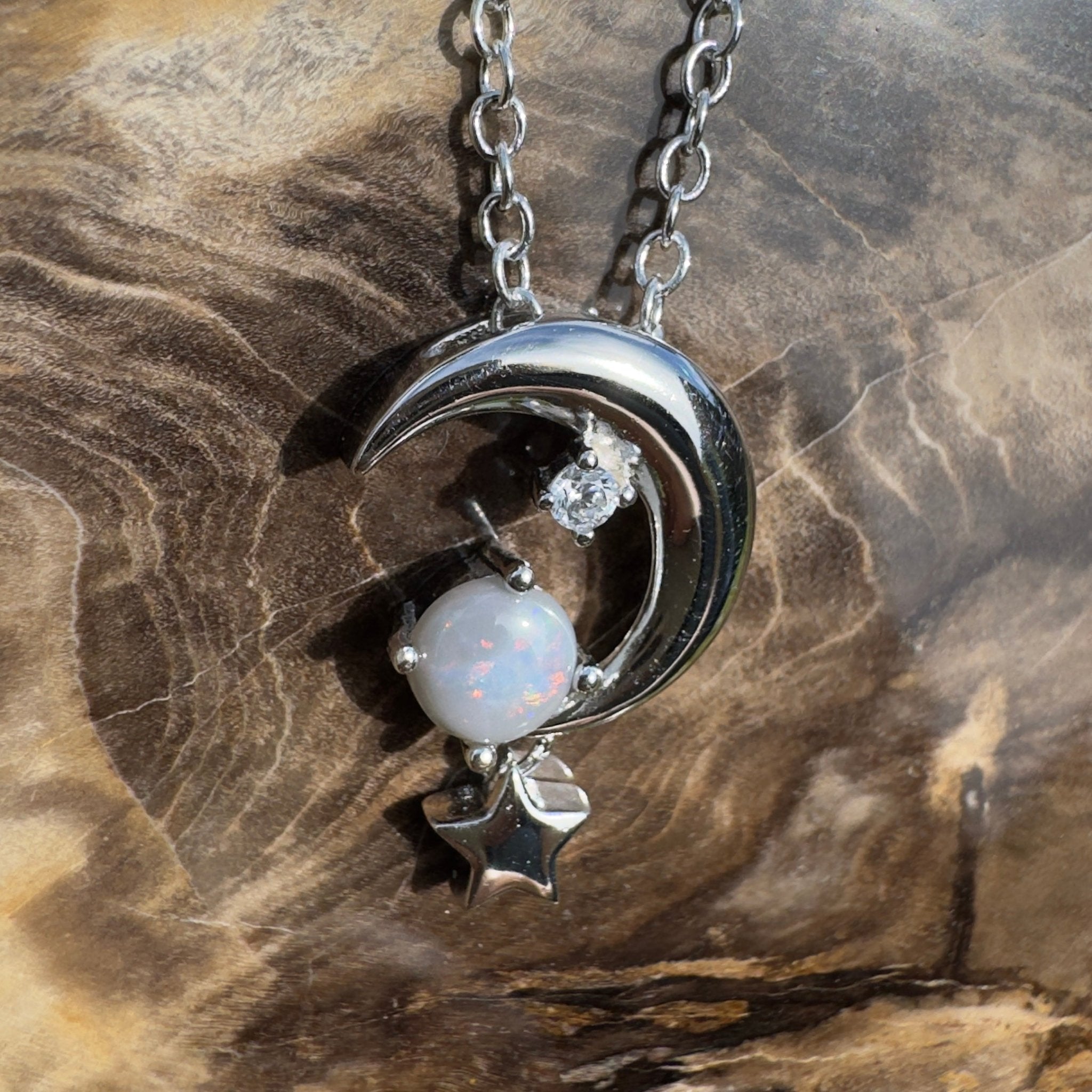 0.3ct Lightning Ridge Opal Pendant Necklace ~ 'Mount Remarkable Char' | 925 Sterling Silver | Solid Australian Opal