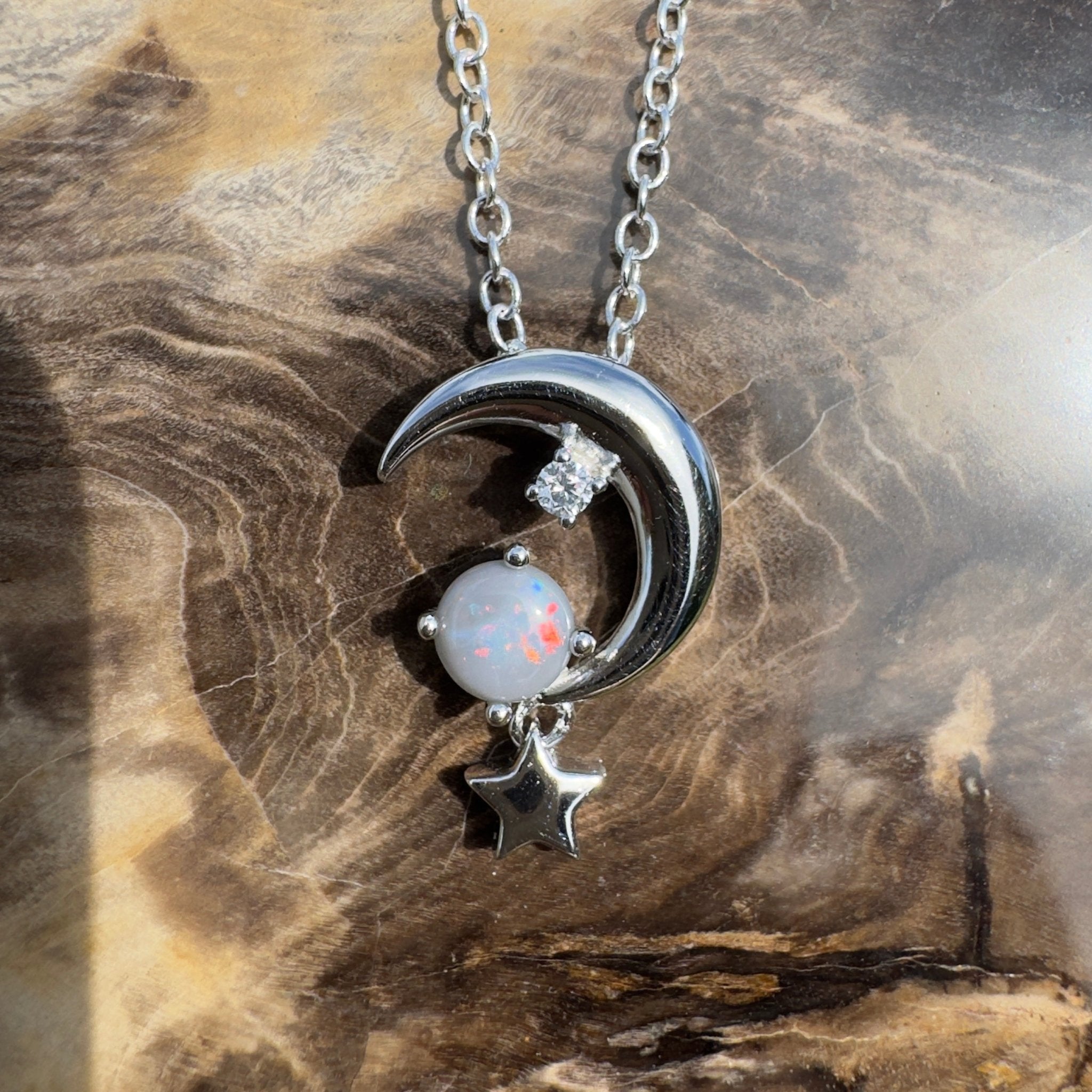 0.3ct Lightning Ridge Opal Pendant Necklace ~ 'Mount Remarkable Char' | 925 Sterling Silver | Solid Australian Opal