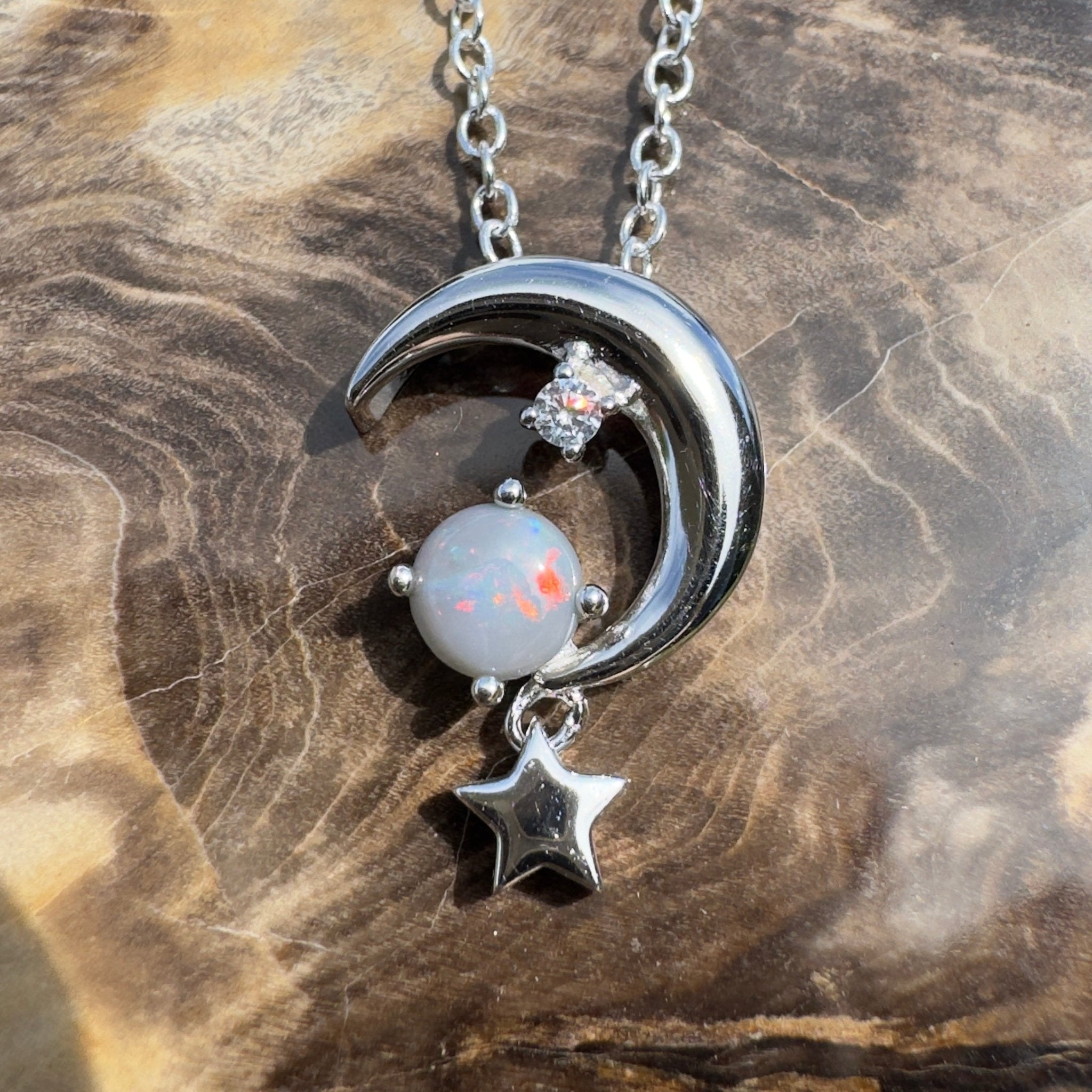 0.3ct Lightning Ridge Opal Pendant Necklace ~ 'Mount Remarkable Char' | 925 Sterling Silver | Solid Australian Opal