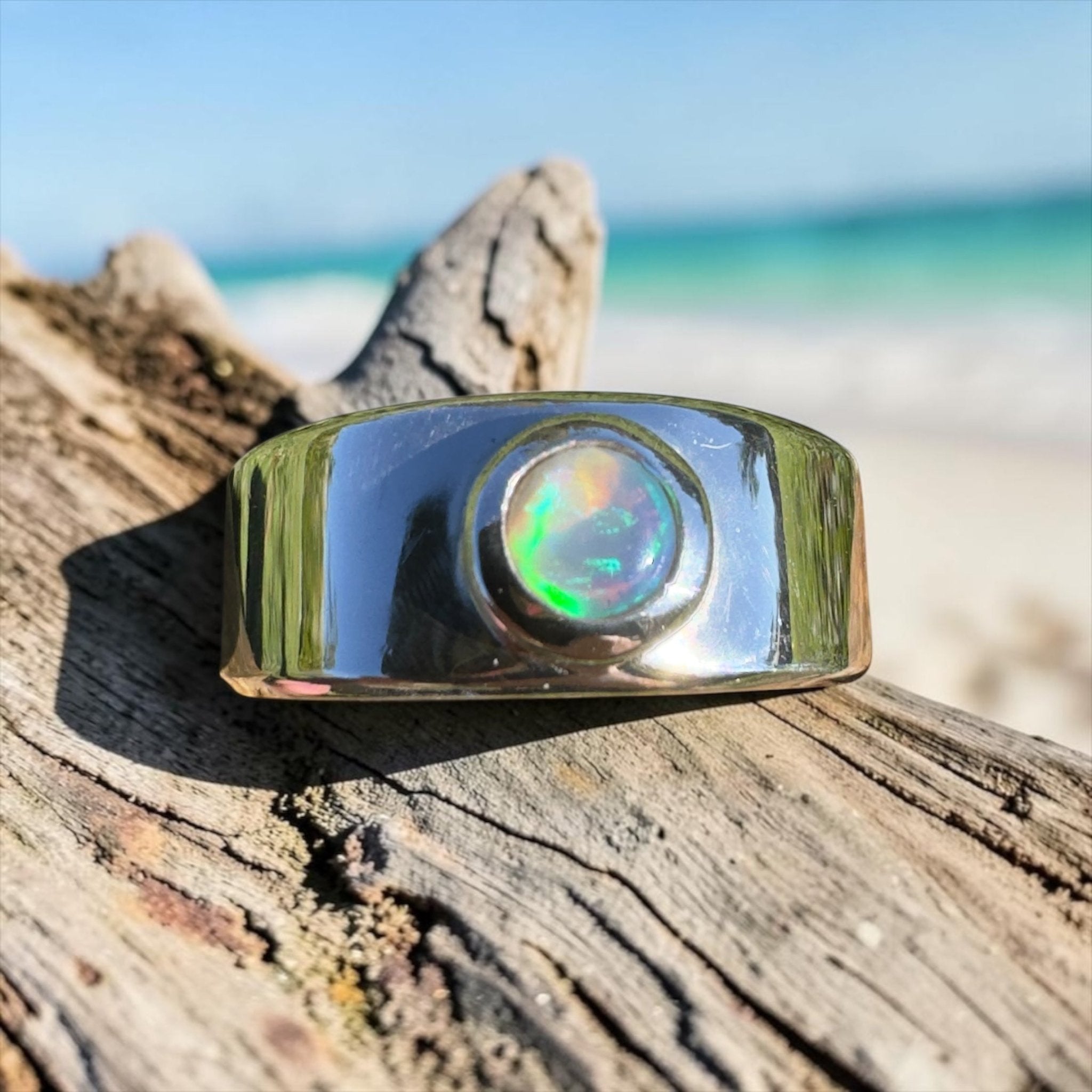 0.3ct Lightning Ridge Opal Ring ~ 'Jervis Deep' | 925 Sterling Silver | Solid Australian Opal