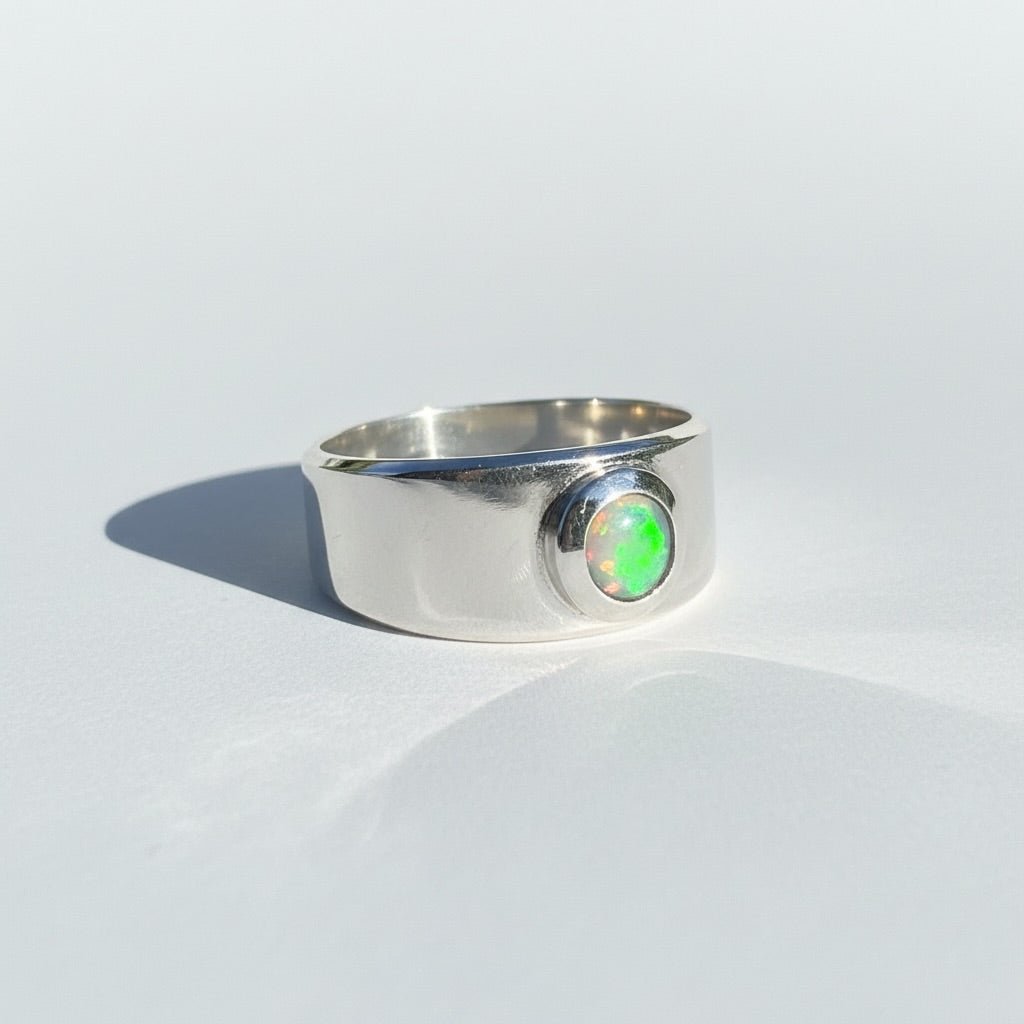 0.3ct Lightning Ridge Opal Ring ~ 'Jervis Deep' | 925 Sterling Silver | Solid Australian Opal