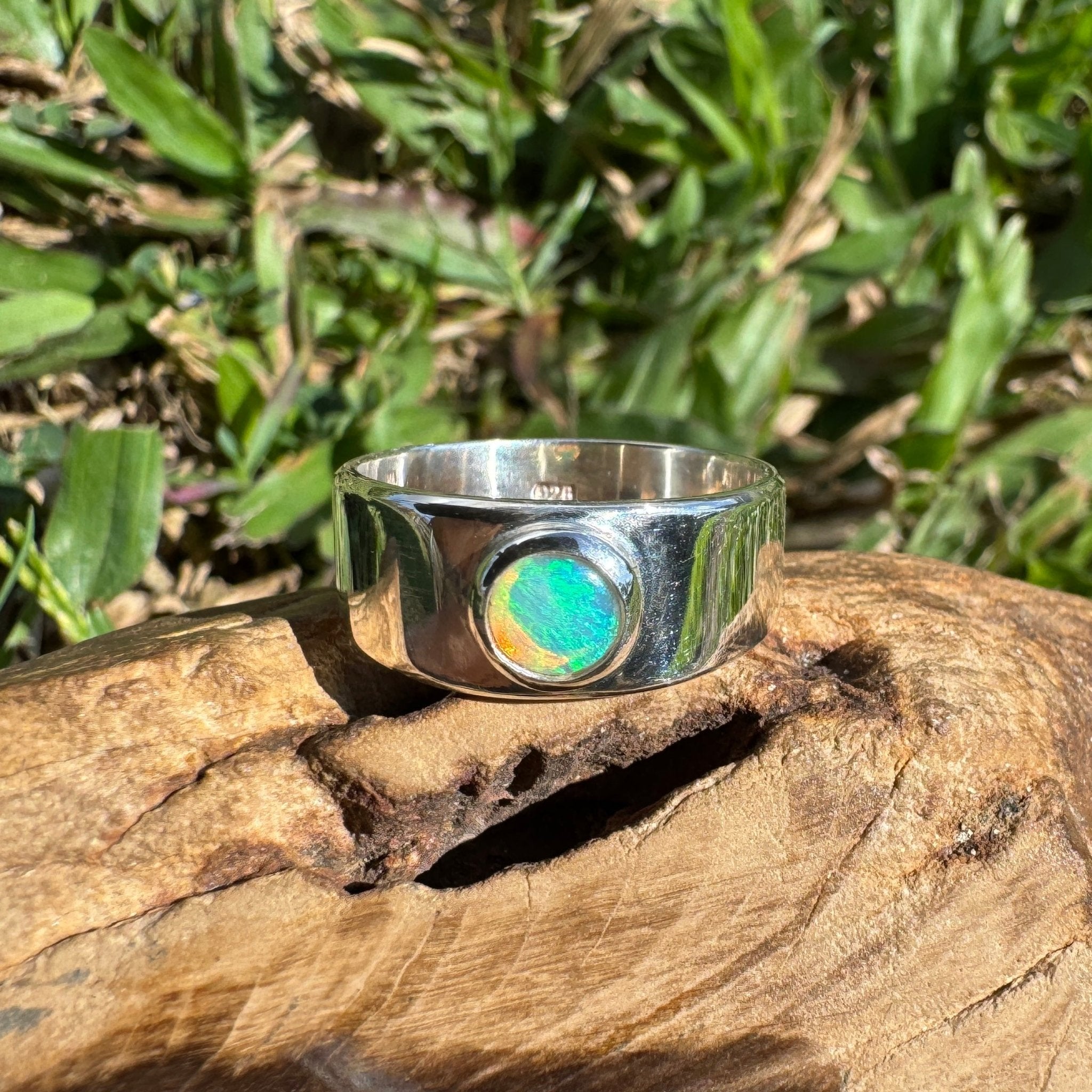 0.4ct Australian Solid Lightning Ridge Opal Silver Ring ~ 'Glenelg Glow' | 925 Sterling Silver | Solid Australian Opal