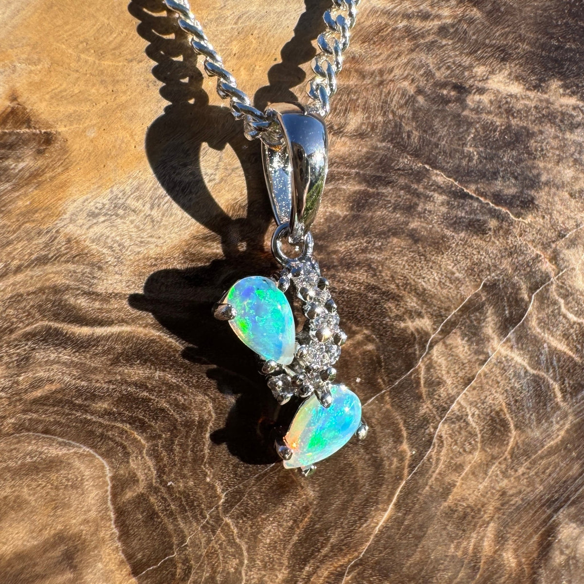0.4ct Coober Pedy Crystal Opal Pendant Necklace ~ 'Franklin Rapid' | 925 Sterling Silver | Solid Australian Opal