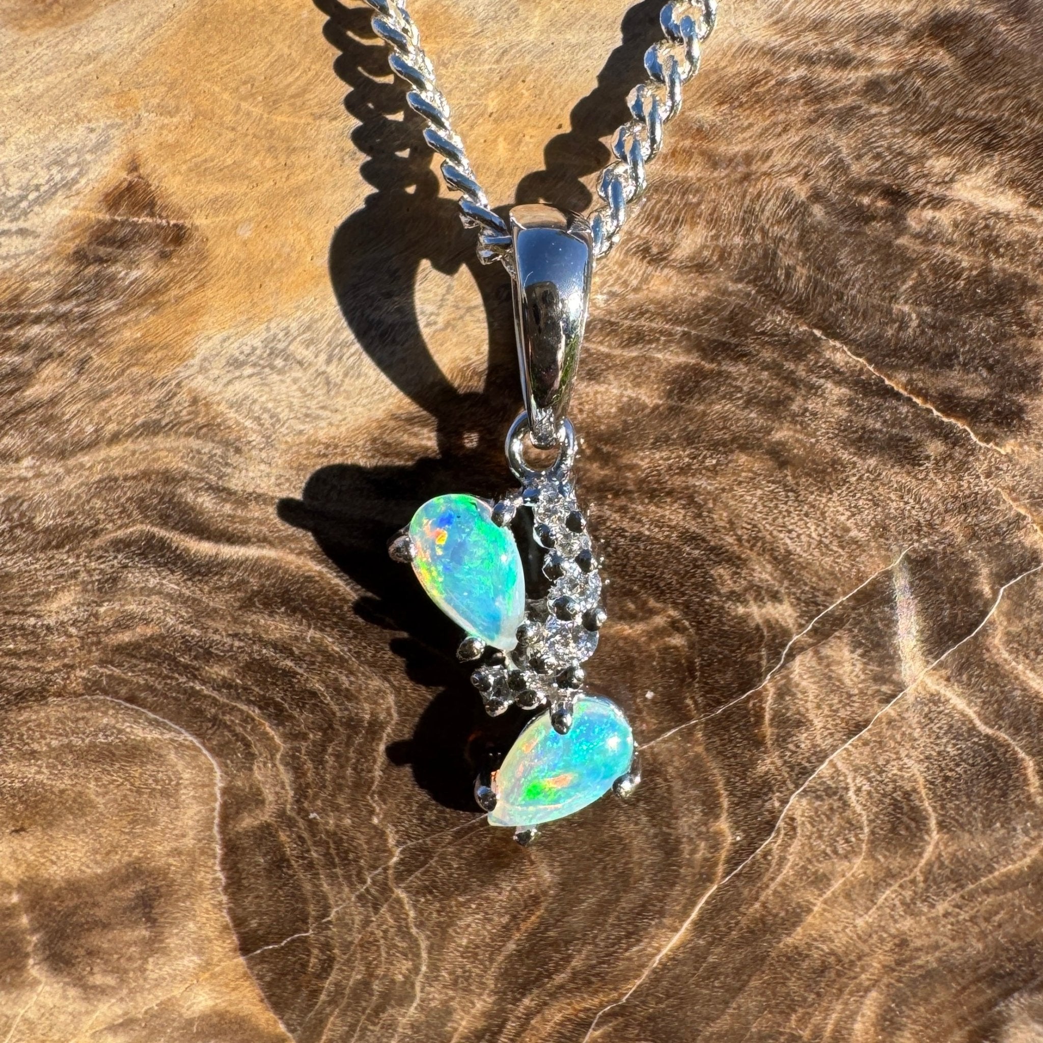 0.4ct Coober Pedy Crystal Opal Pendant Necklace ~ 'Franklin Rapid' | 925 Sterling Silver | Solid Australian Opal