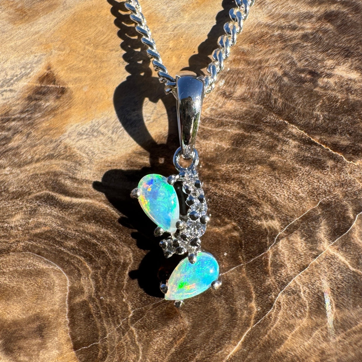 0.4ct Coober Pedy Crystal Opal Pendant Necklace ~ 'Franklin Rapid' | 925 Sterling Silver | Solid Australian Opal