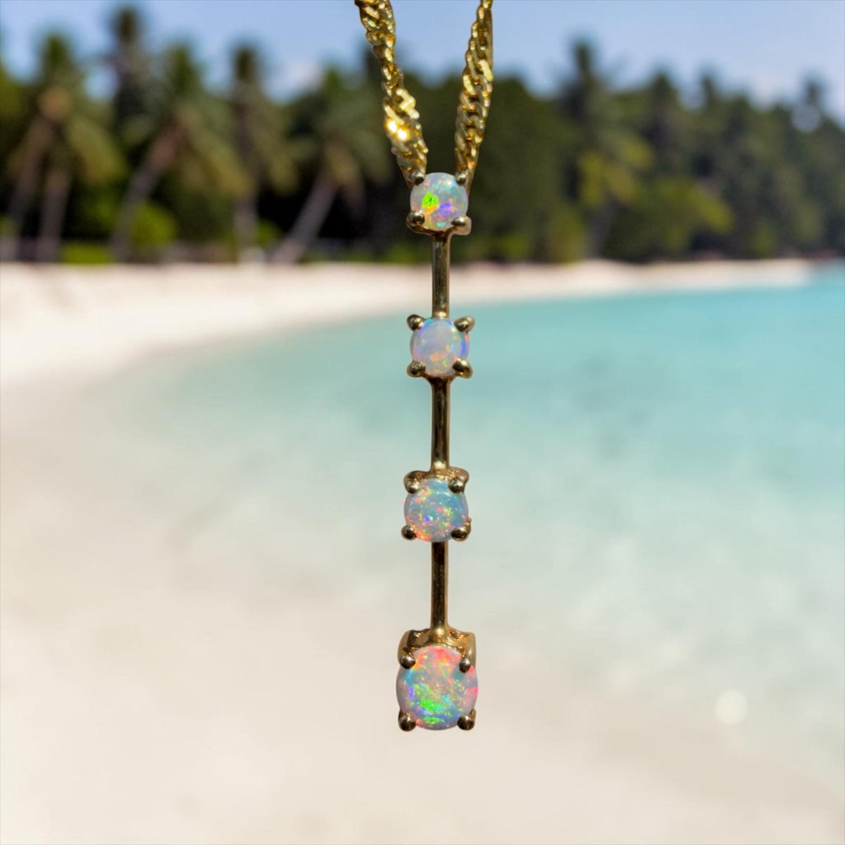 0.4ct Coober Pedy Opal Bar Pendant Necklace ~ 'Cervantes Pinnacle' | 14ct Yellow Gold | Solid Australian Opal