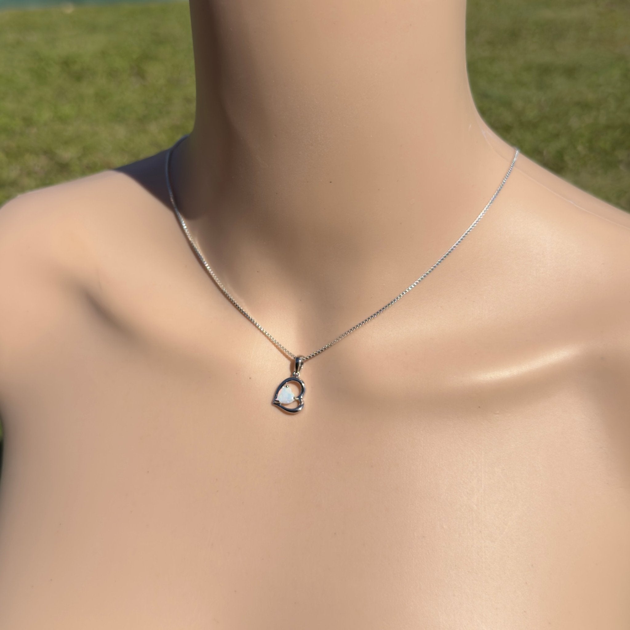 0.4ct Coober Pedy Opal Heart Pendant Necklace ~ 'Trinity Beach Heart' | 925 Sterling Silver | Solid Australian Opal