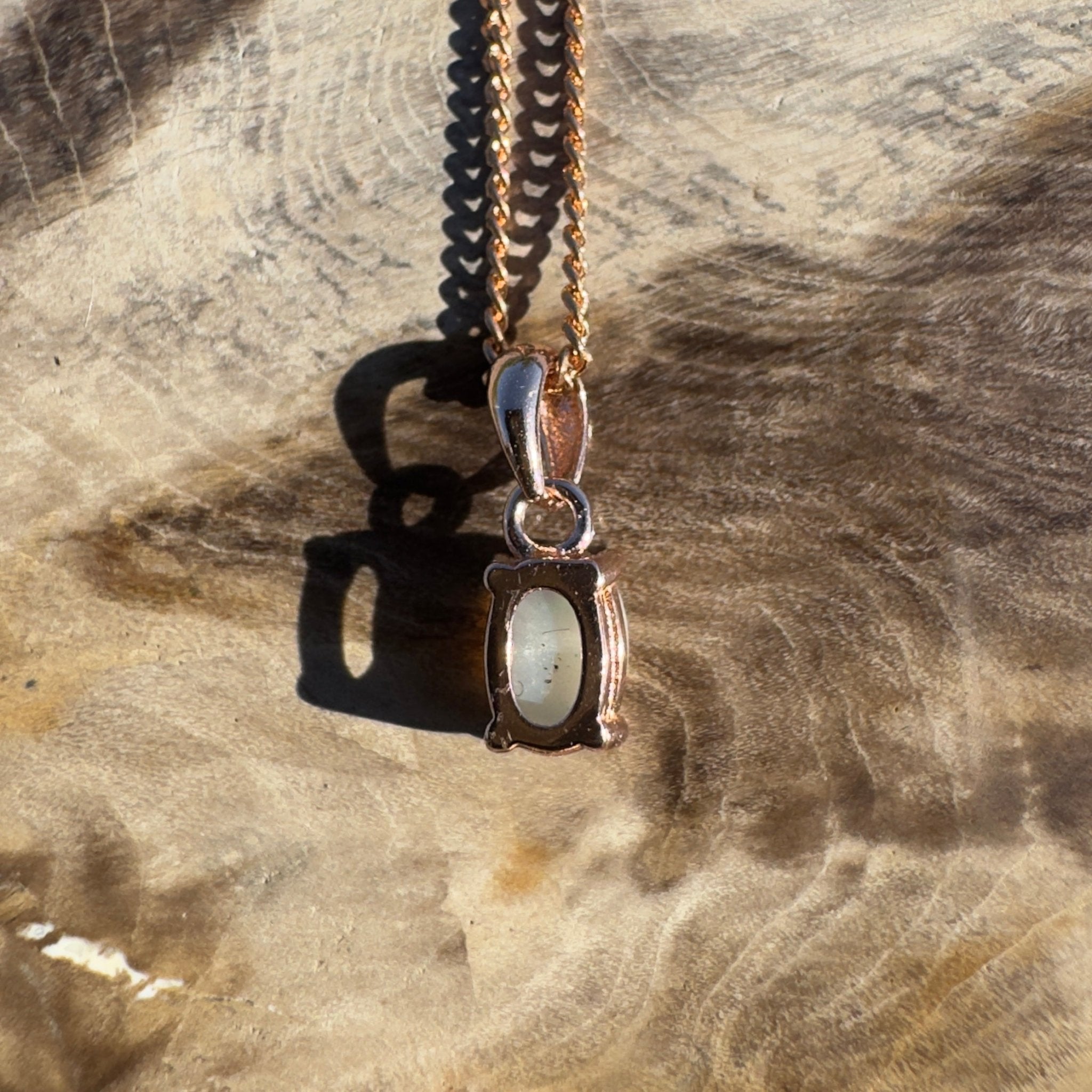 0.4ct Coober Pedy Opal Pendant Necklace ~ 'Broome Ember' | Rose Gold Coated 925 Sterling Silver | Solid Australian Opal
