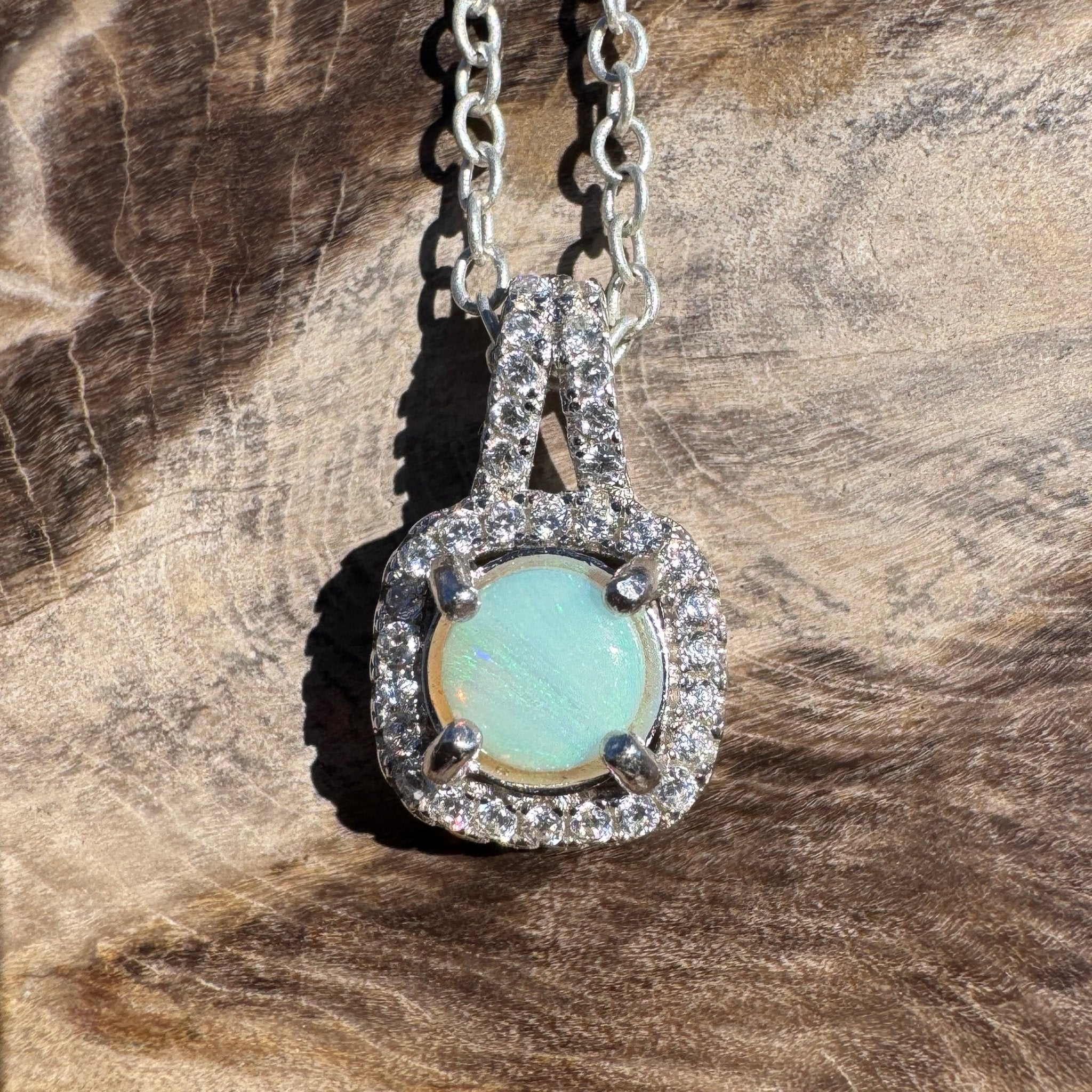 0.4ct Coober Pedy Opal Pendant Necklace ~ 'Cape Range Blue' | 925 Sterling Silver | Solid Australian Opal