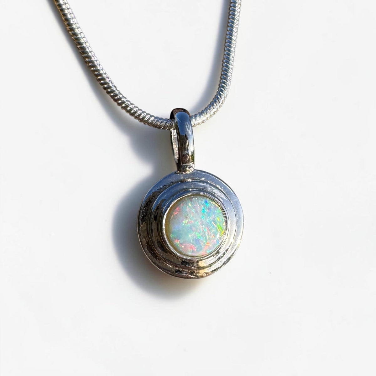 0.4ct Coober Pedy Opal Pendant Necklace ~ 'Charleville Gleam' | 925 Sterling Silver | Solid Australian Opal
