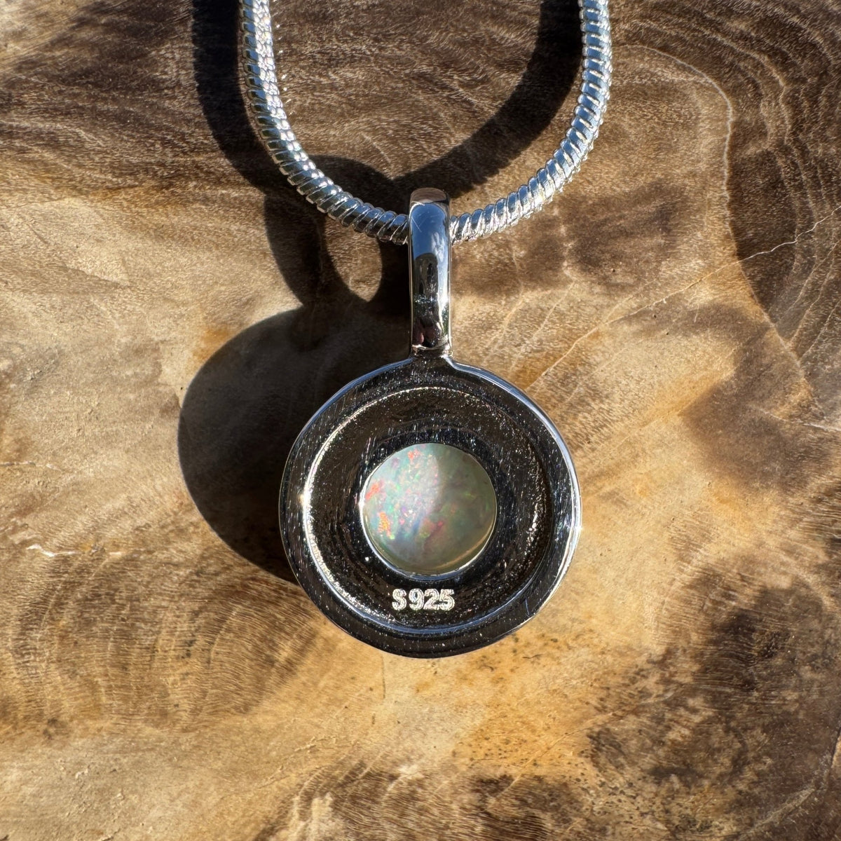 0.4ct Coober Pedy Opal Pendant Necklace ~ 'Charleville Gleam' | 925 Sterling Silver | Solid Australian Opal