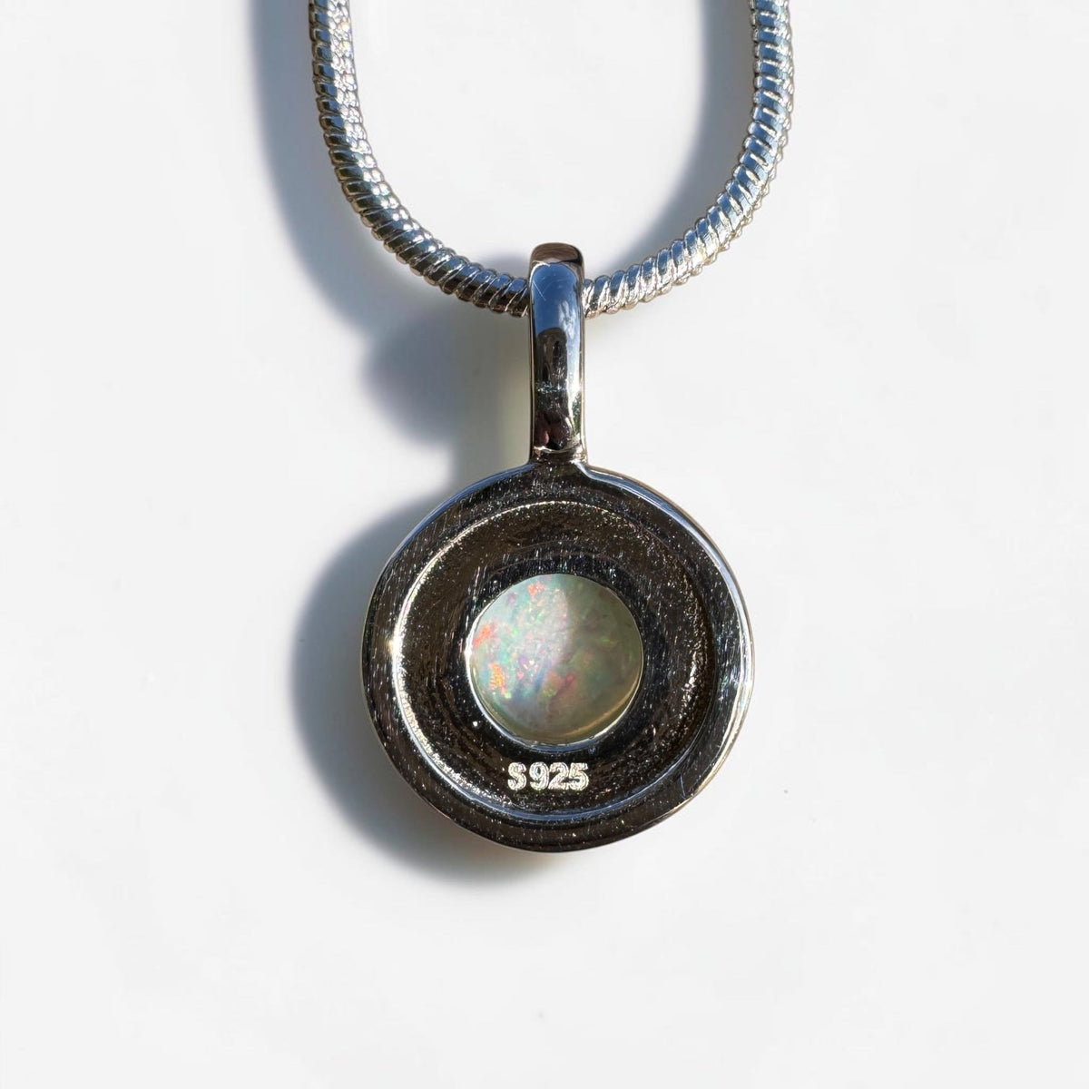 0.4ct Coober Pedy Opal Pendant Necklace ~ 'Charleville Gleam' | 925 Sterling Silver | Solid Australian Opal
