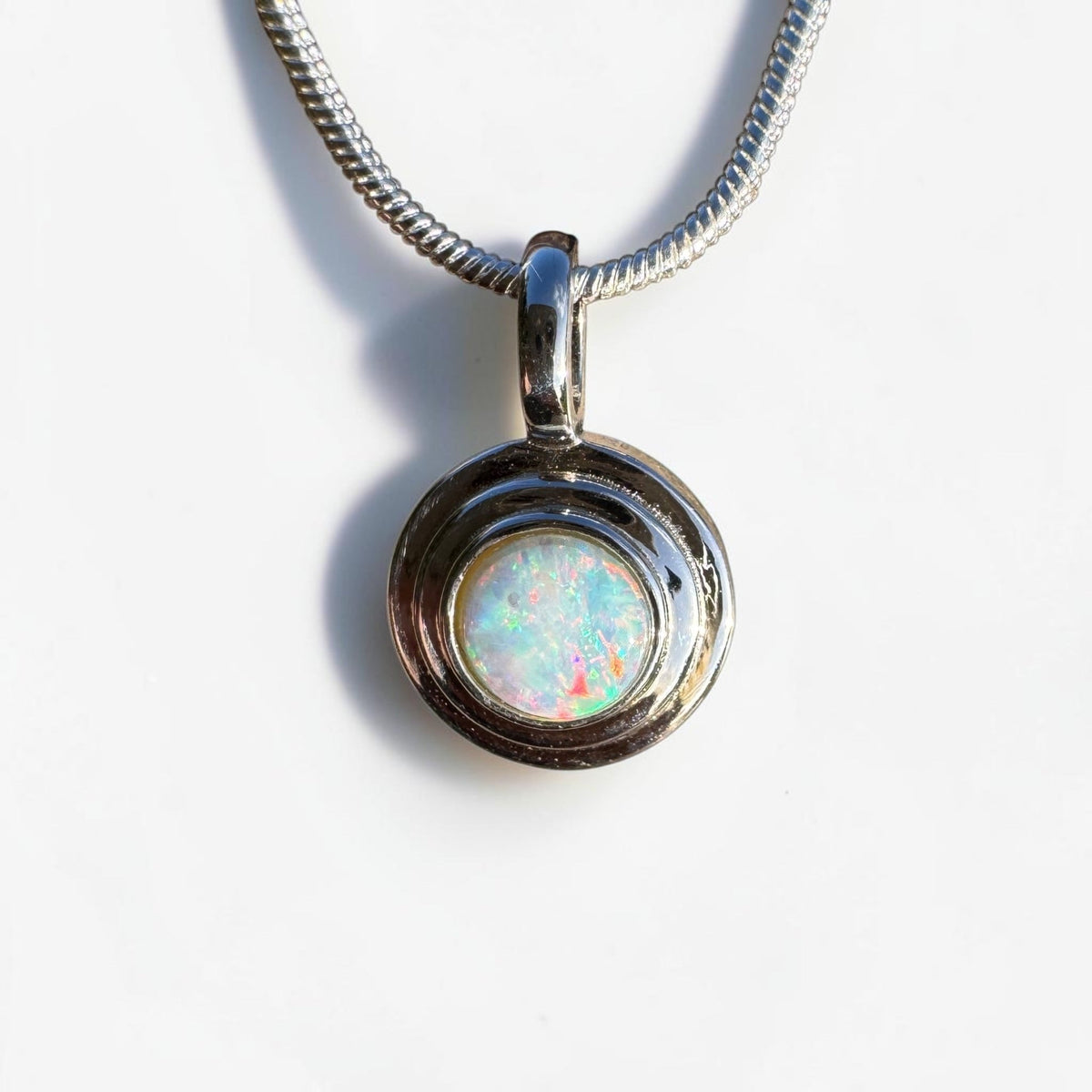 0.4ct Coober Pedy Opal Pendant Necklace ~ 'Charleville Gleam' | 925 Sterling Silver | Solid Australian Opal