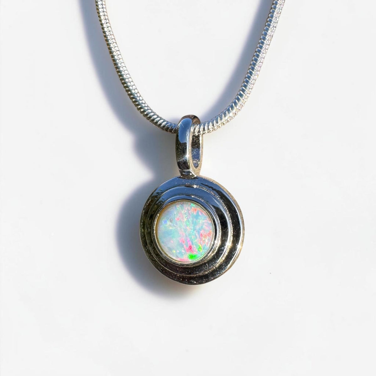 0.4ct Coober Pedy Opal Pendant Necklace ~ 'Charleville Gleam' | 925 Sterling Silver | Solid Australian Opal