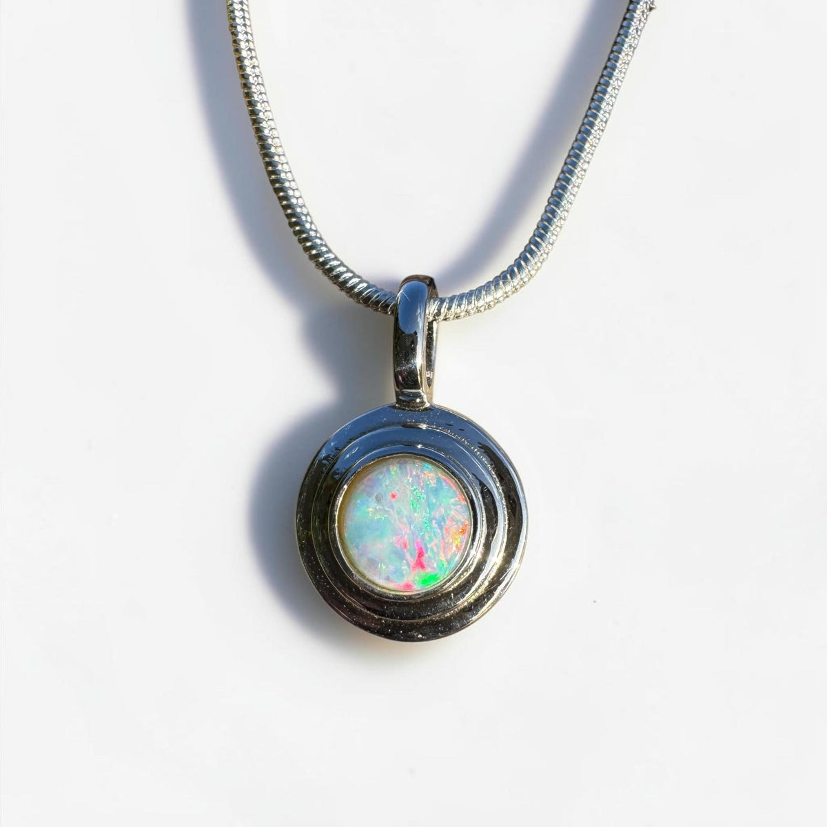 0.4ct Coober Pedy Opal Pendant Necklace ~ 'Charleville Gleam' | 925 Sterling Silver | Solid Australian Opal