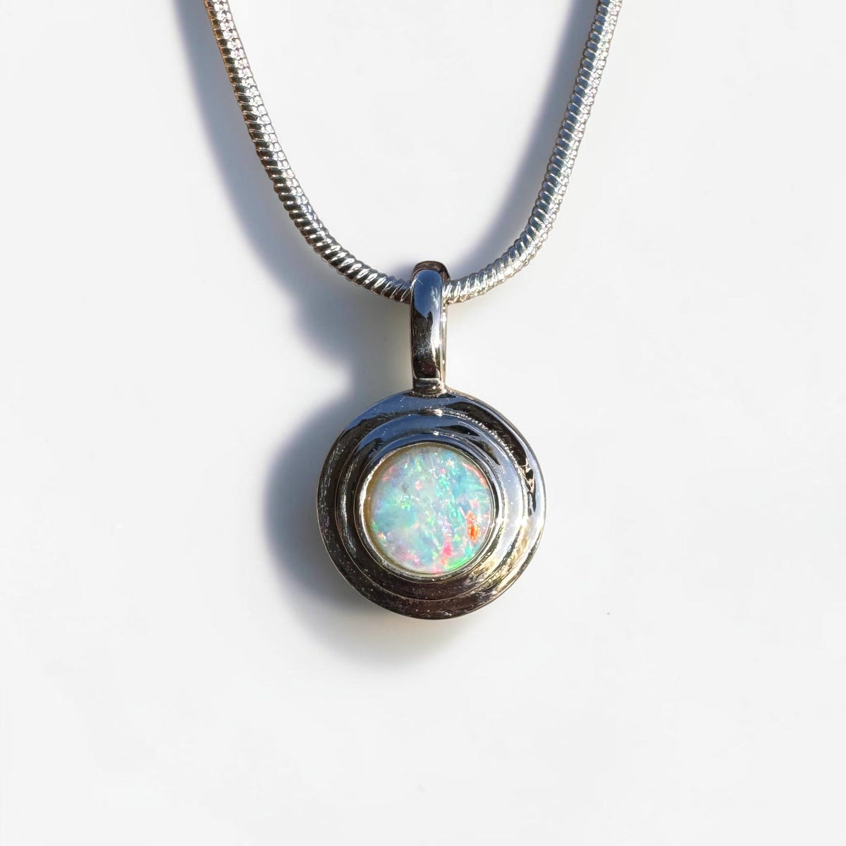 0.4ct Coober Pedy Opal Pendant Necklace ~ 'Charleville Gleam' | 925 Sterling Silver | Solid Australian Opal