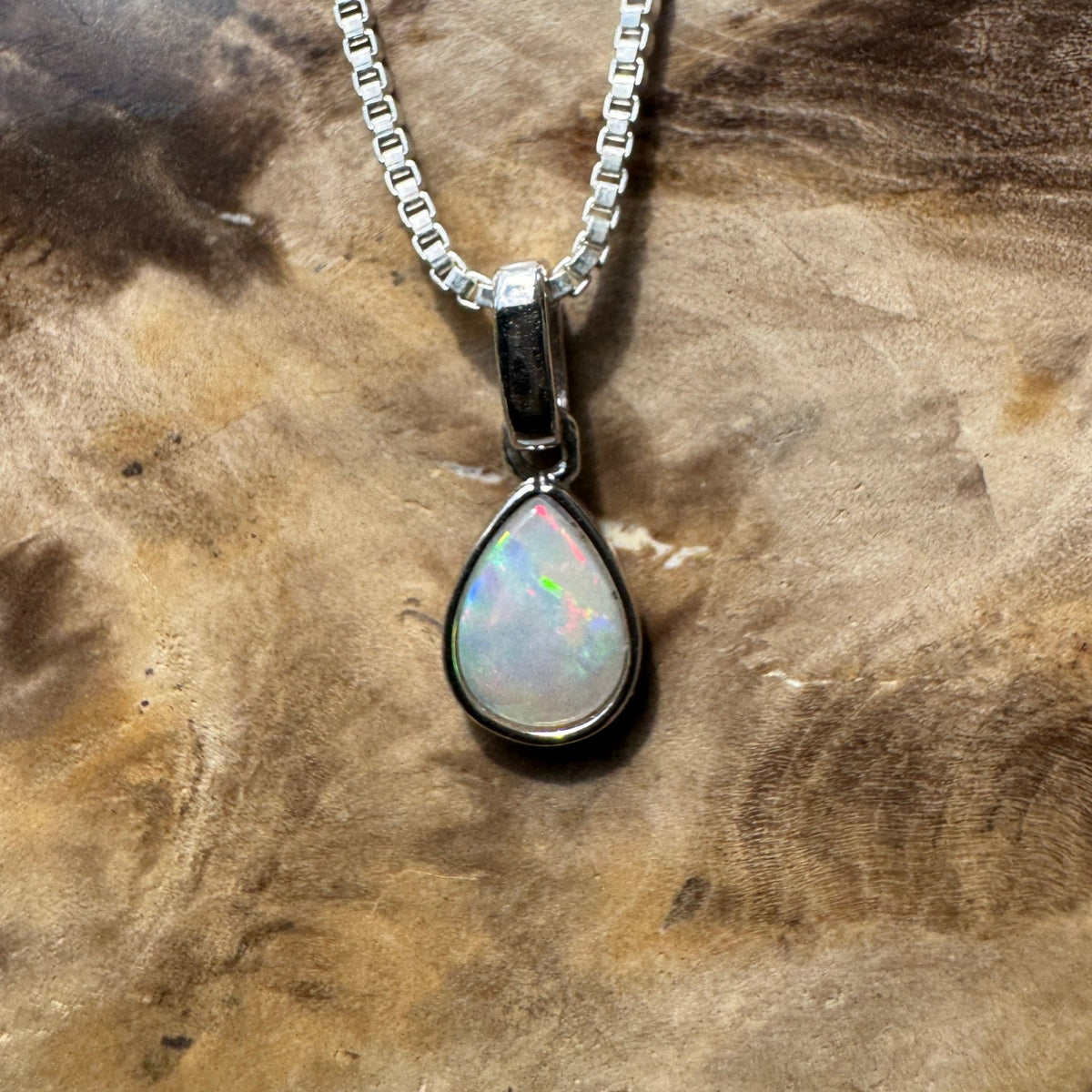 0.4ct Coober Pedy Opal Pendant Necklace ~ 'Halls Gap Glimmer' | 925 Sterling Silver | Solid Australian Opal