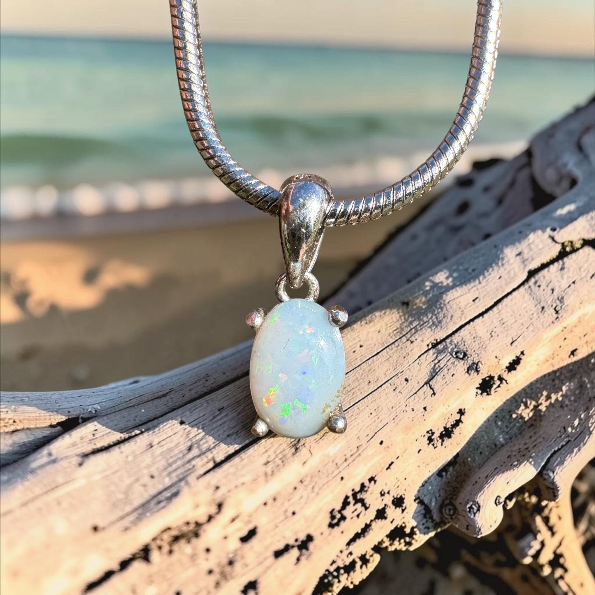 0.4ct Coober Pedy Opal Pendant Necklace ~ 'Karlu Karlu Night' | 925 Sterling Silver | Solid Australian Opal