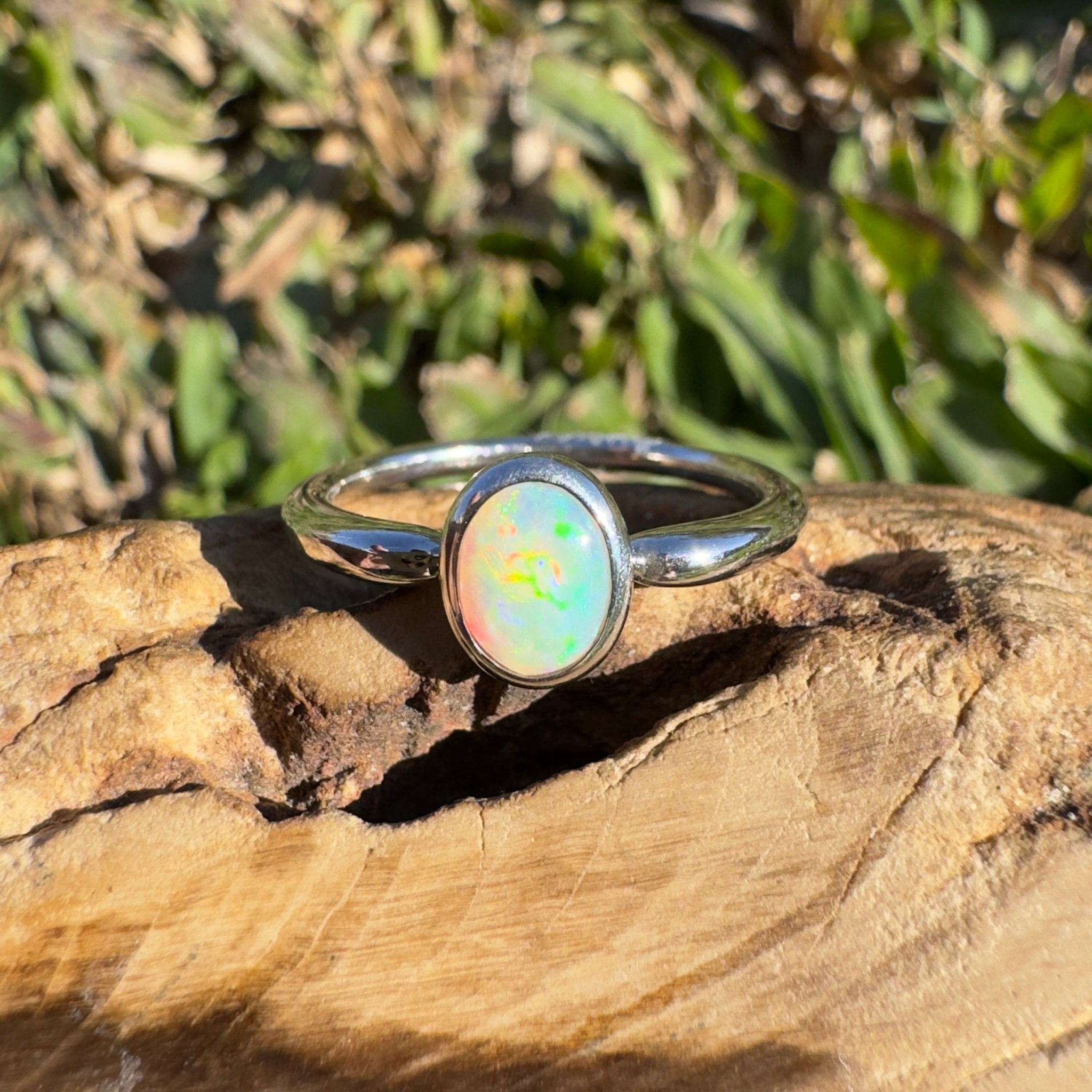0.4ct Coober Pedy Opal Ring ~ 'Freycinet Flame' | 925 Sterling Silver | Solid Australian Opal