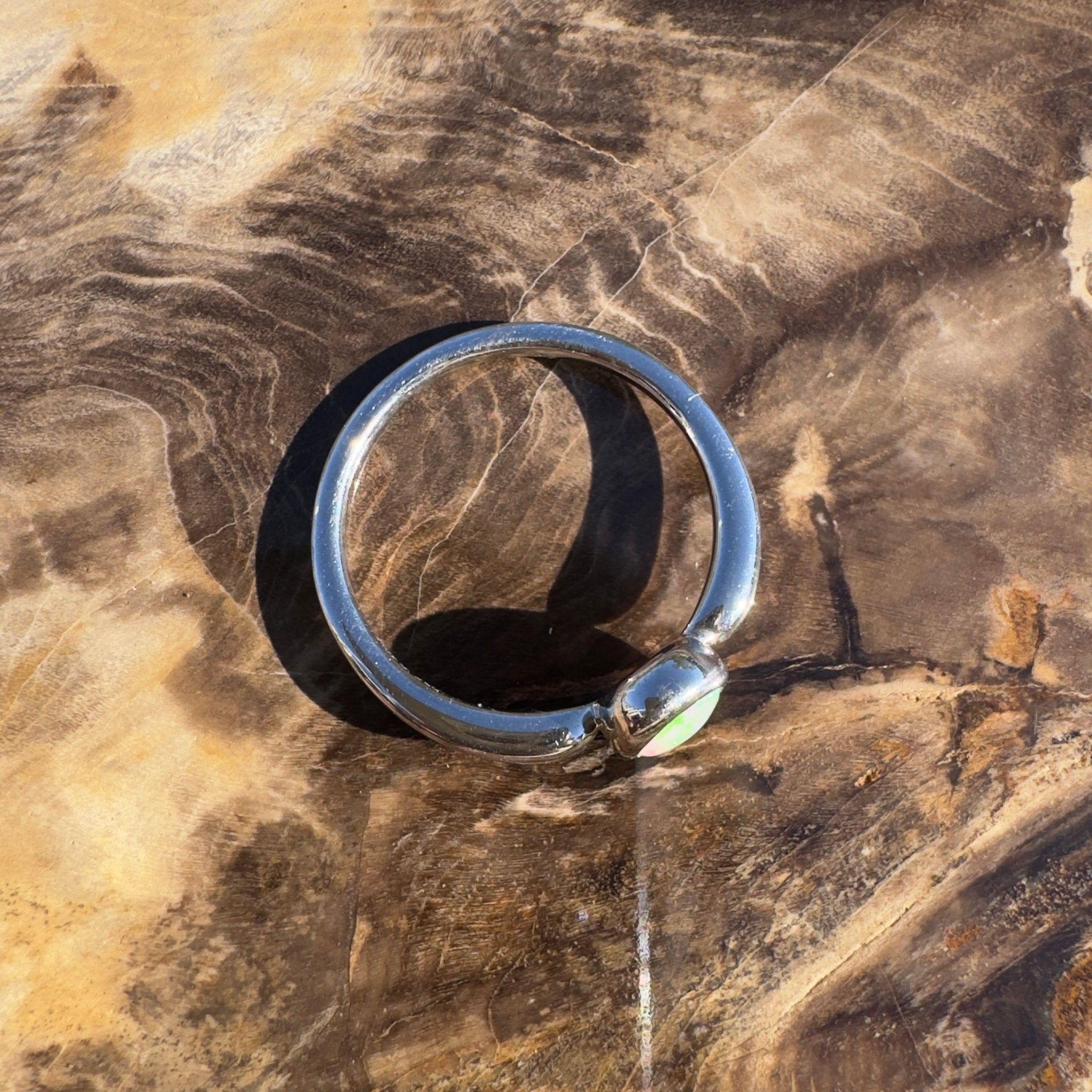 0.4ct Coober Pedy Opal Ring ~ 'Freycinet Flame' | 925 Sterling Silver | Solid Australian Opal