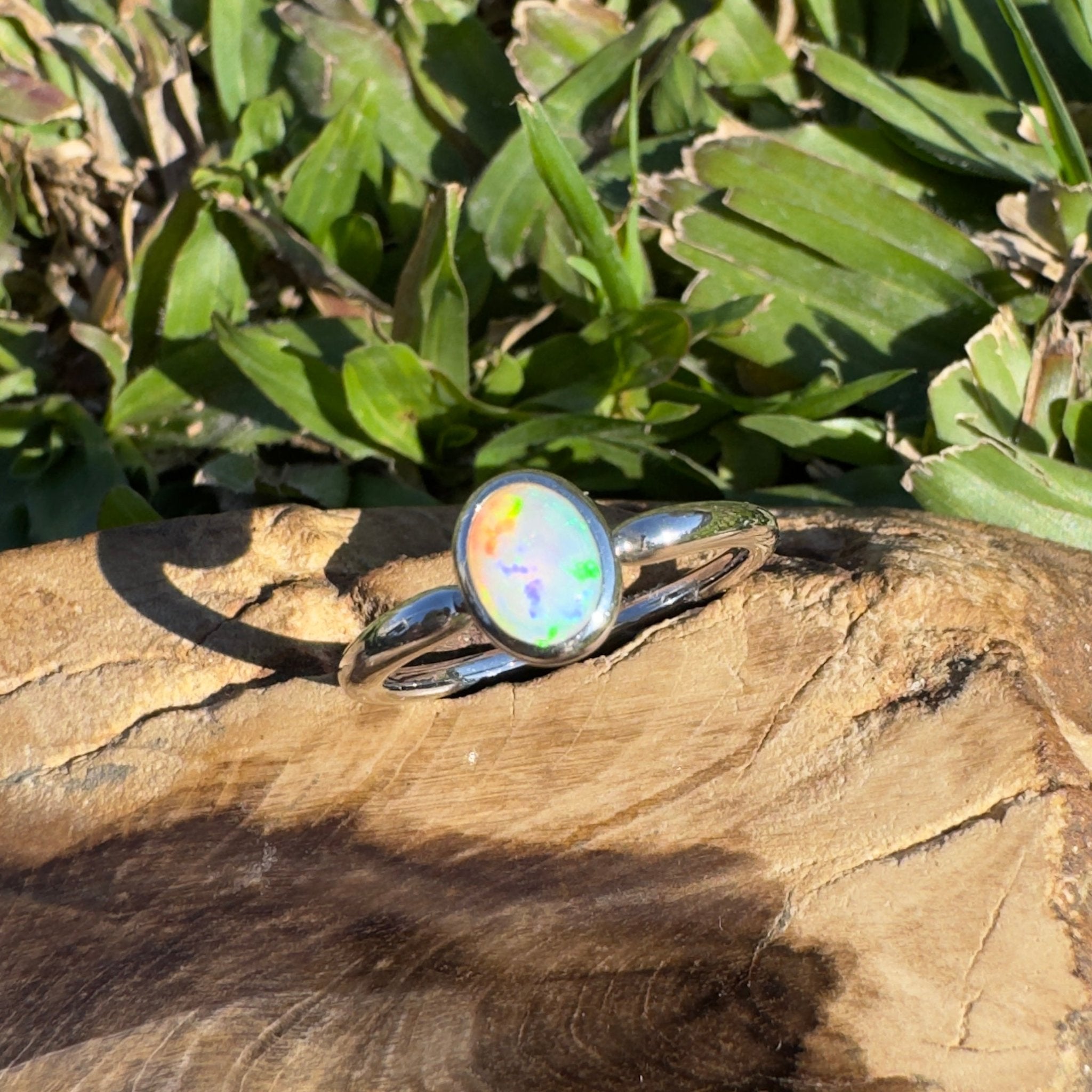 0.4ct Coober Pedy Opal Ring ~ 'Freycinet Flame' | 925 Sterling Silver | Solid Australian Opal