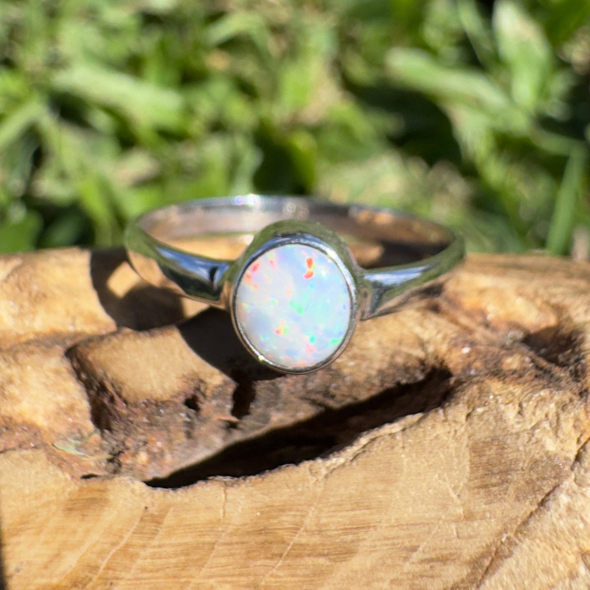 0.4ct Coober Pedy Opal Ring ~ 'Opal Basin Glimmer' | 925 Sterling Silver | Solid Australian Opal