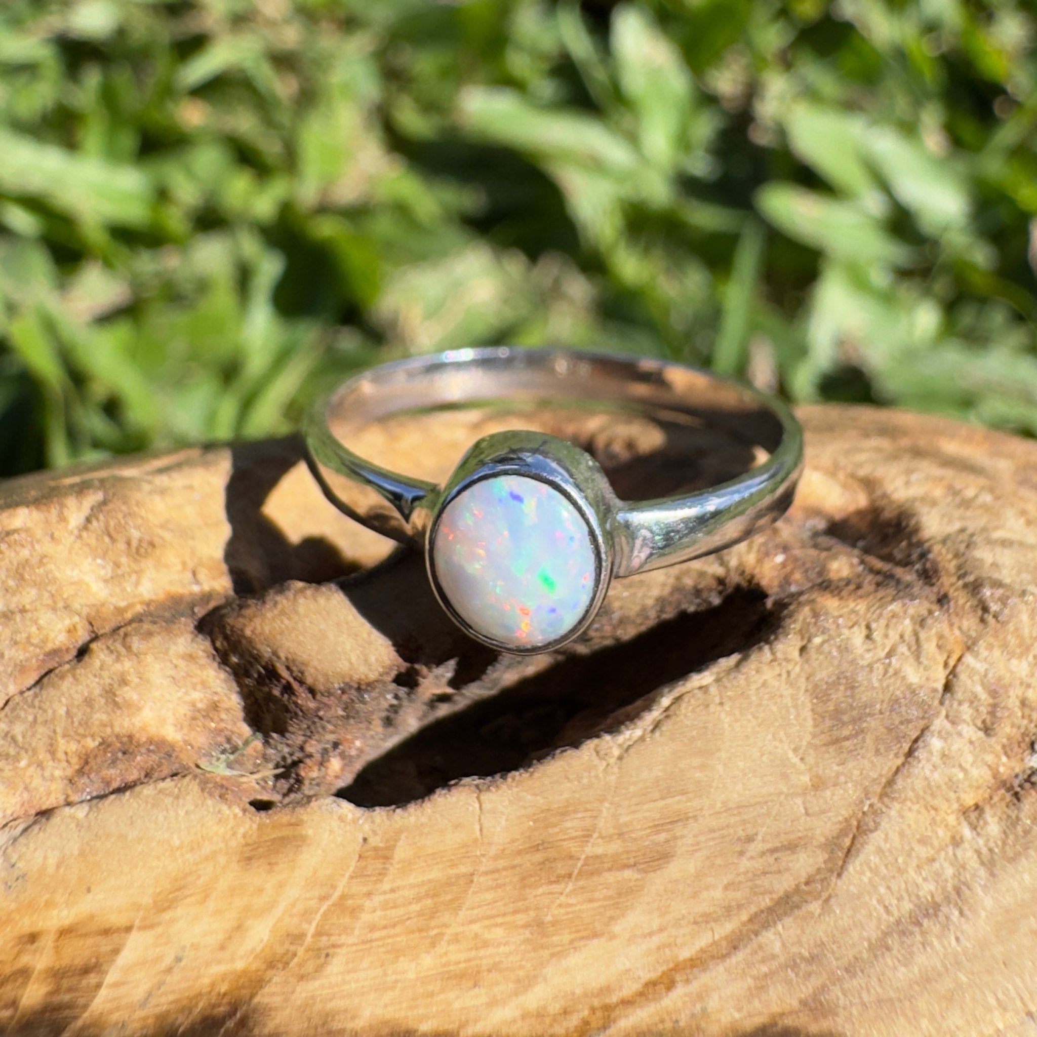 0.4ct Coober Pedy Opal Ring ~ 'Opal Basin Glimmer' | 925 Sterling Silver | Solid Australian Opal
