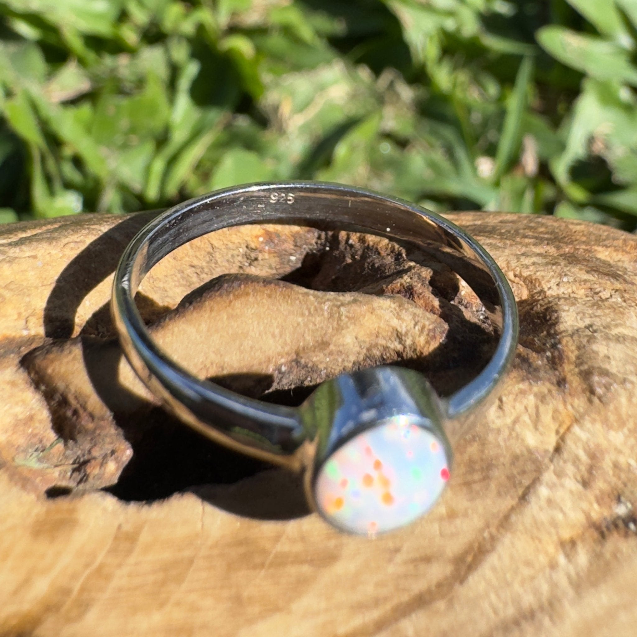 0.4ct Coober Pedy Opal Ring ~ 'Opal Basin Glimmer' | 925 Sterling Silver | Solid Australian Opal