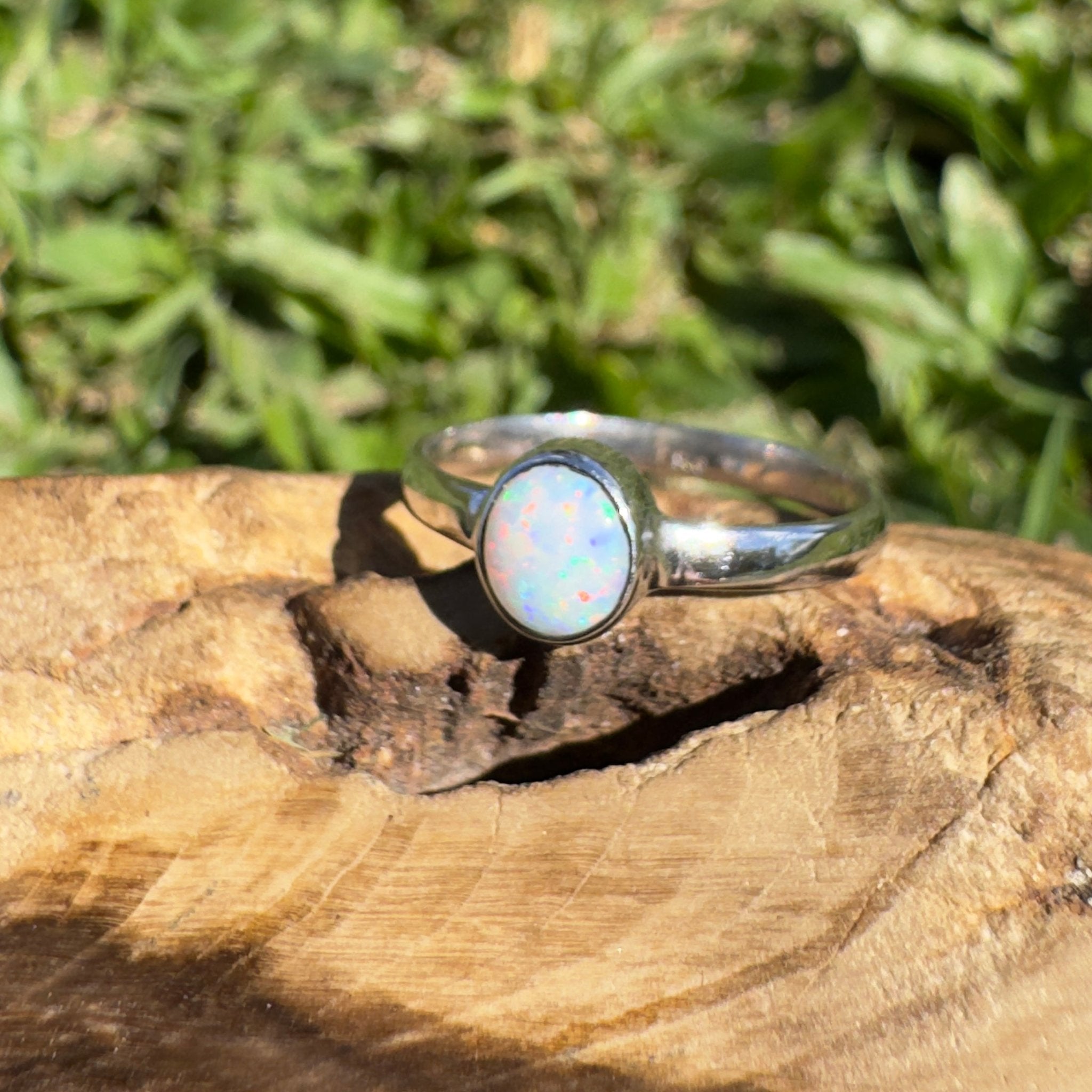 0.4ct Coober Pedy Opal Ring ~ 'Opal Basin Glimmer' | 925 Sterling Silver | Solid Australian Opal