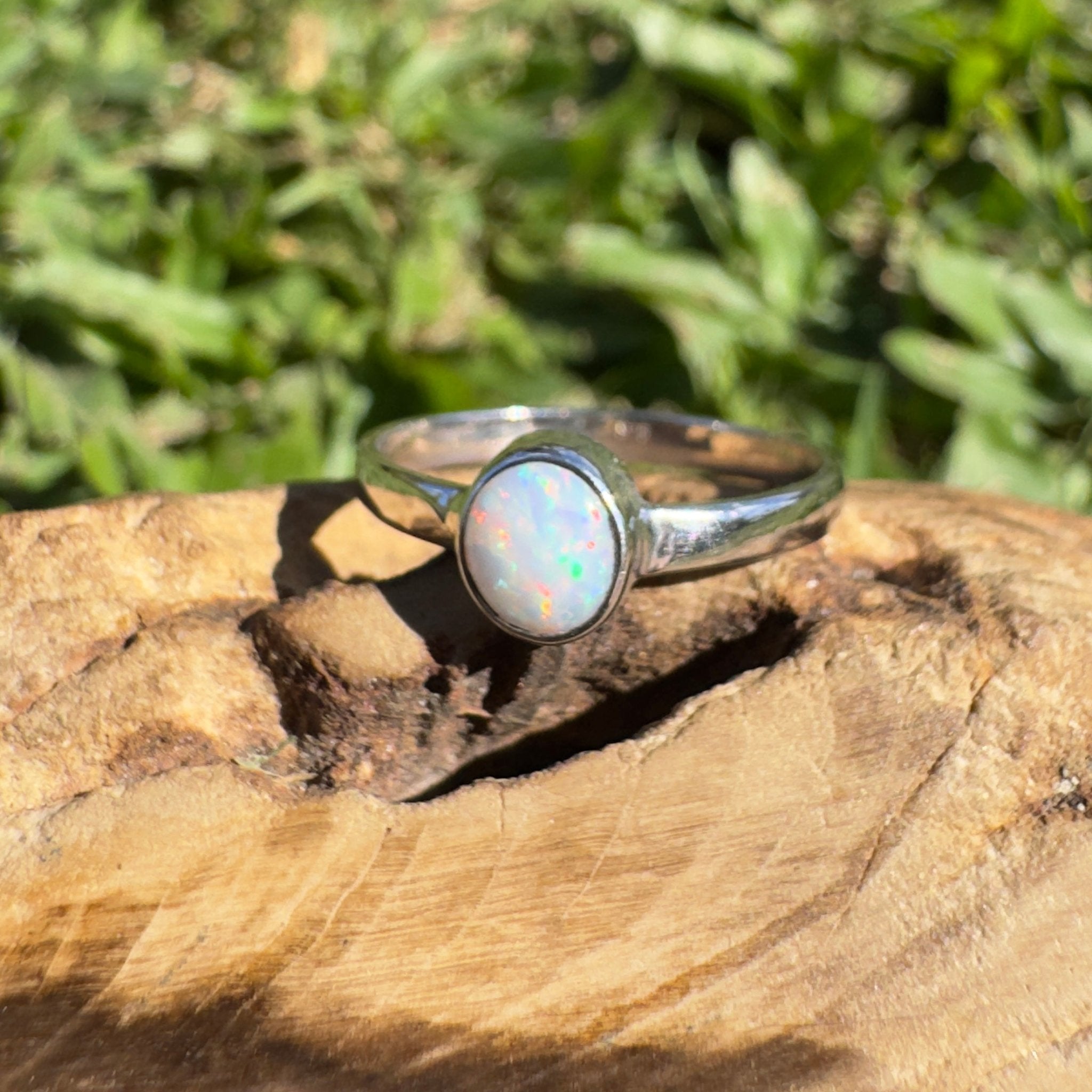 0.4ct Coober Pedy Opal Ring ~ 'Opal Basin Glimmer' | 925 Sterling Silver | Solid Australian Opal