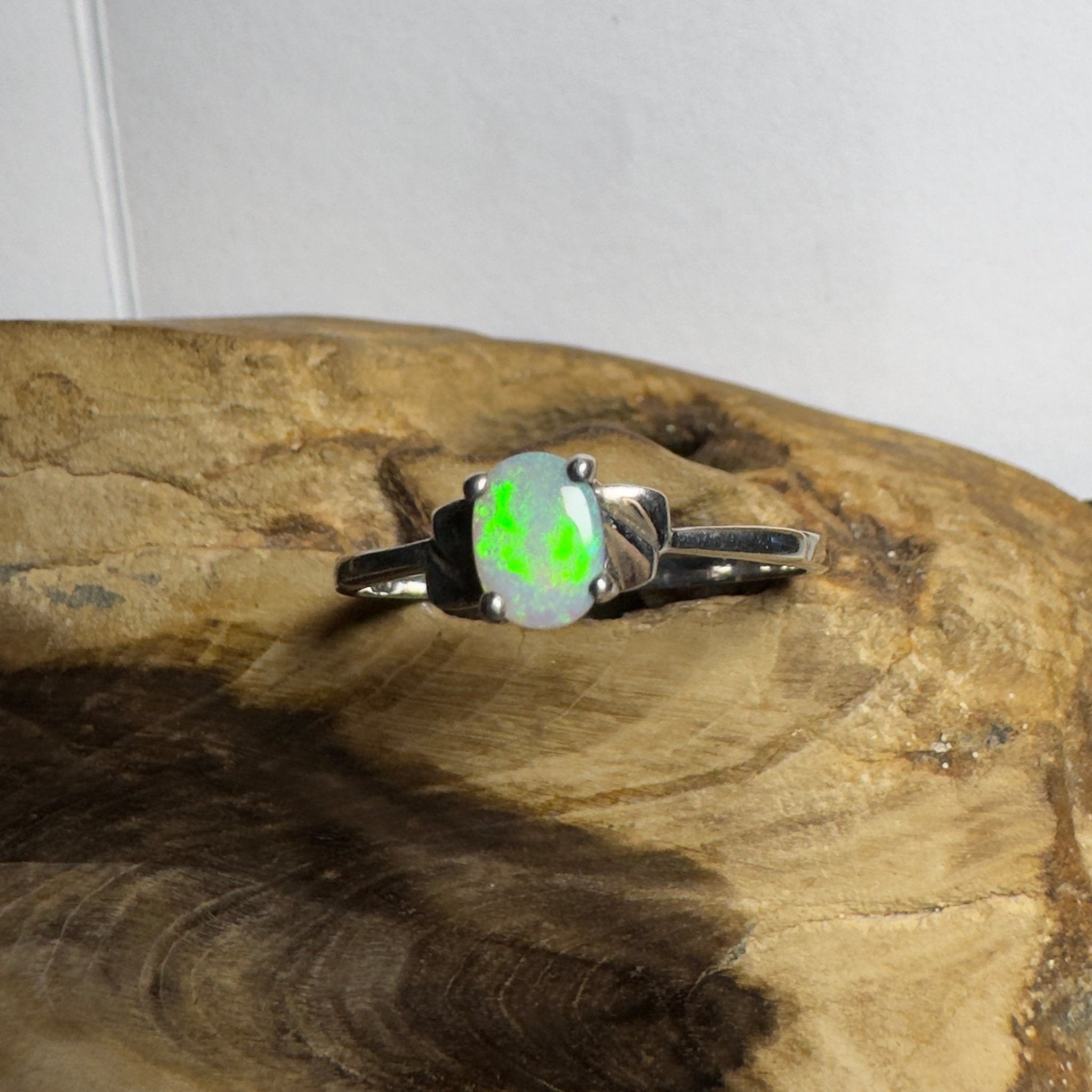 0.4ct Coober Pedy Opal Ring ~ 'Whitsunday Ripple' | 925 Sterling Silver | Solid Australian Opal