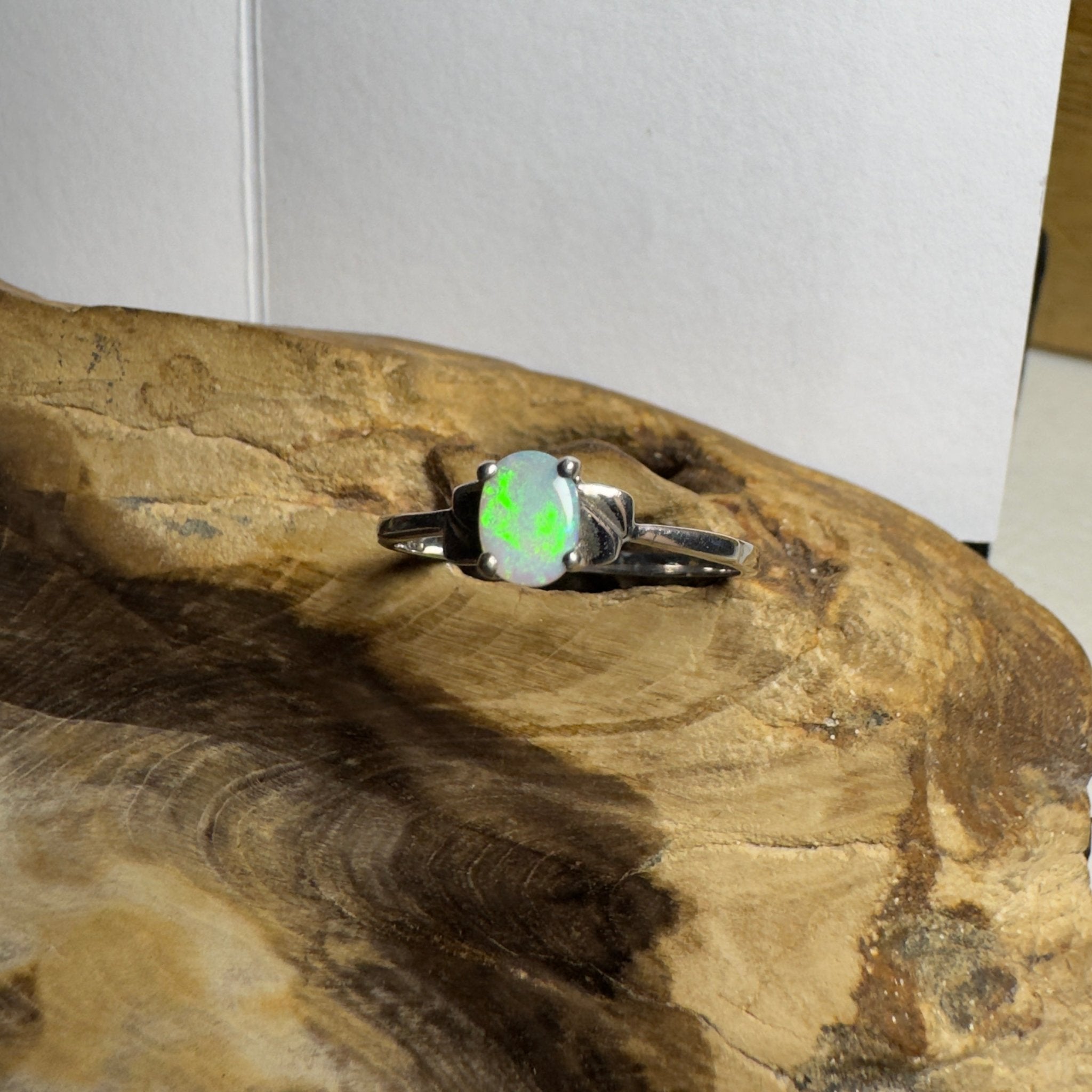 0.4ct Coober Pedy Opal Ring ~ 'Whitsunday Ripple' | 925 Sterling Silver | Solid Australian Opal