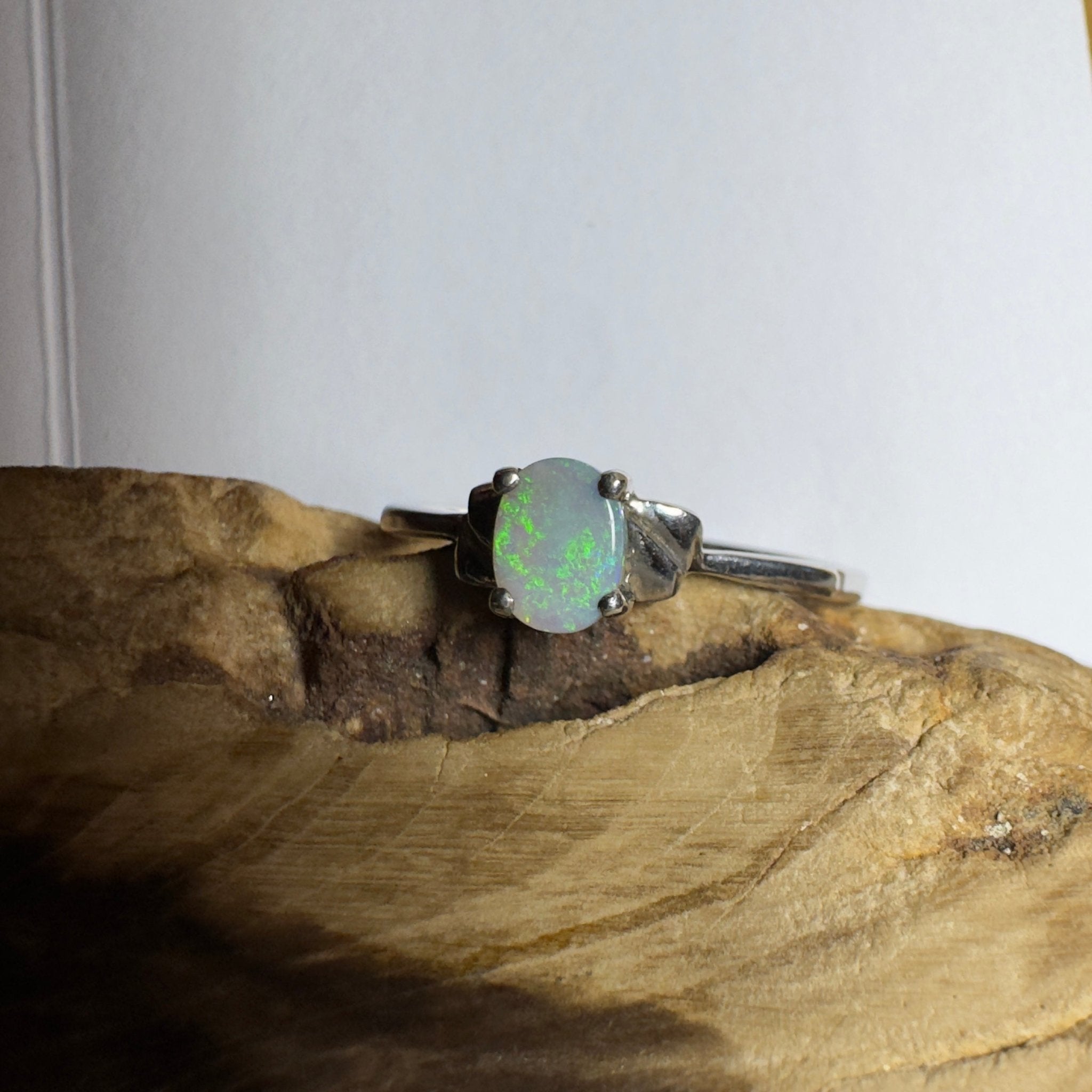 0.4ct Coober Pedy Opal Ring ~ 'Whitsunday Ripple' | 925 Sterling Silver | Solid Australian Opal