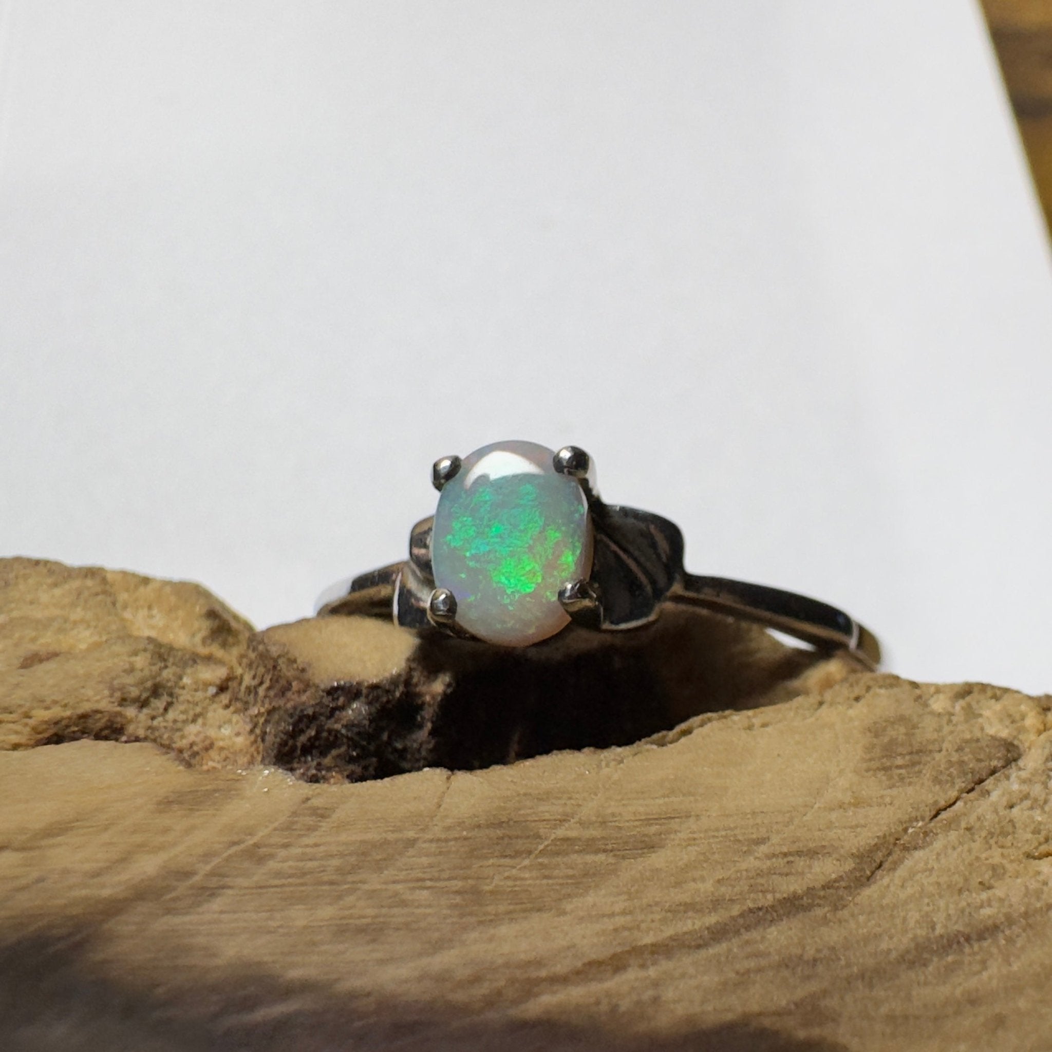 0.4ct Coober Pedy Opal Ring ~ 'Whitsunday Ripple' | 925 Sterling Silver | Solid Australian Opal
