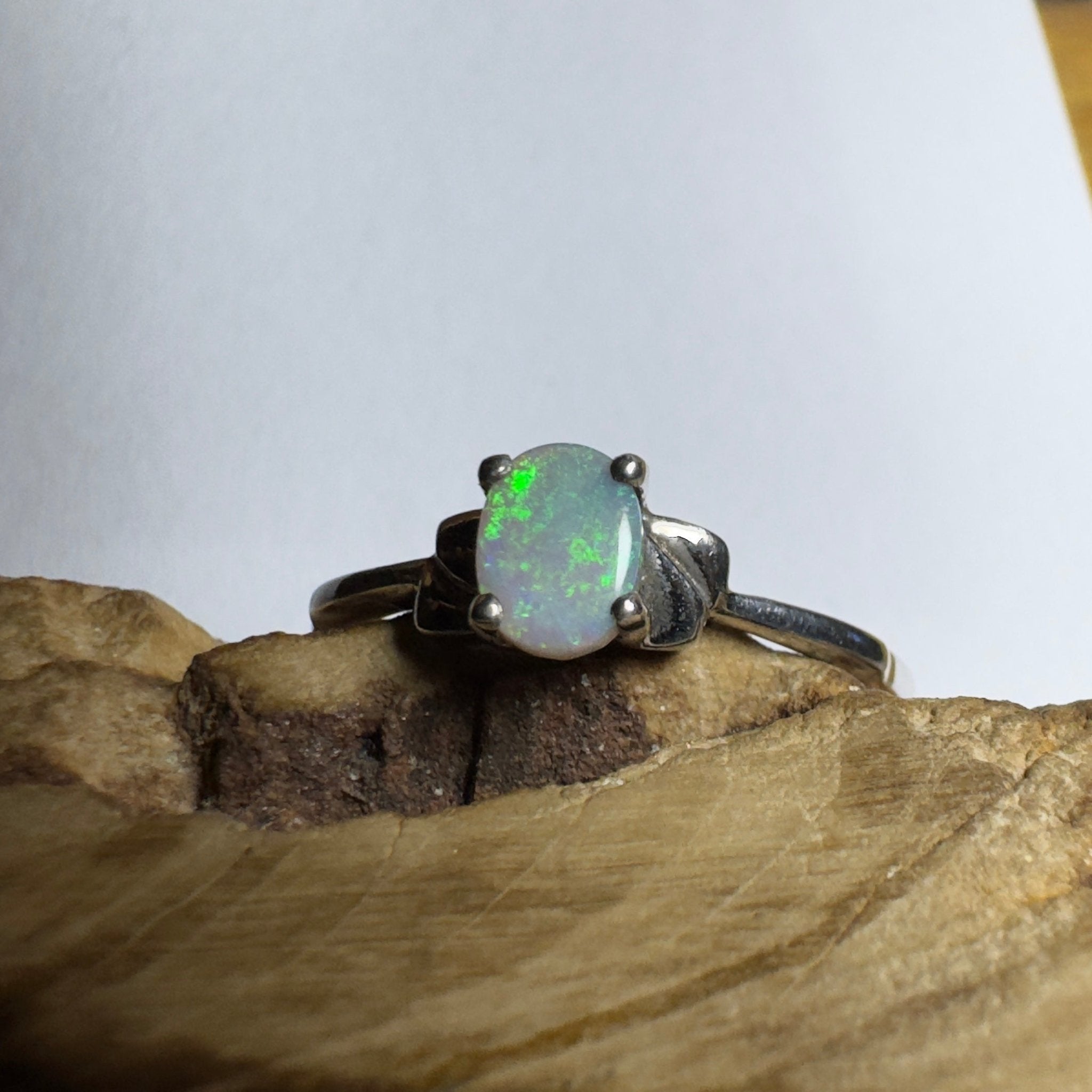0.4ct Coober Pedy Opal Ring ~ 'Whitsunday Ripple' | 925 Sterling Silver | Solid Australian Opal