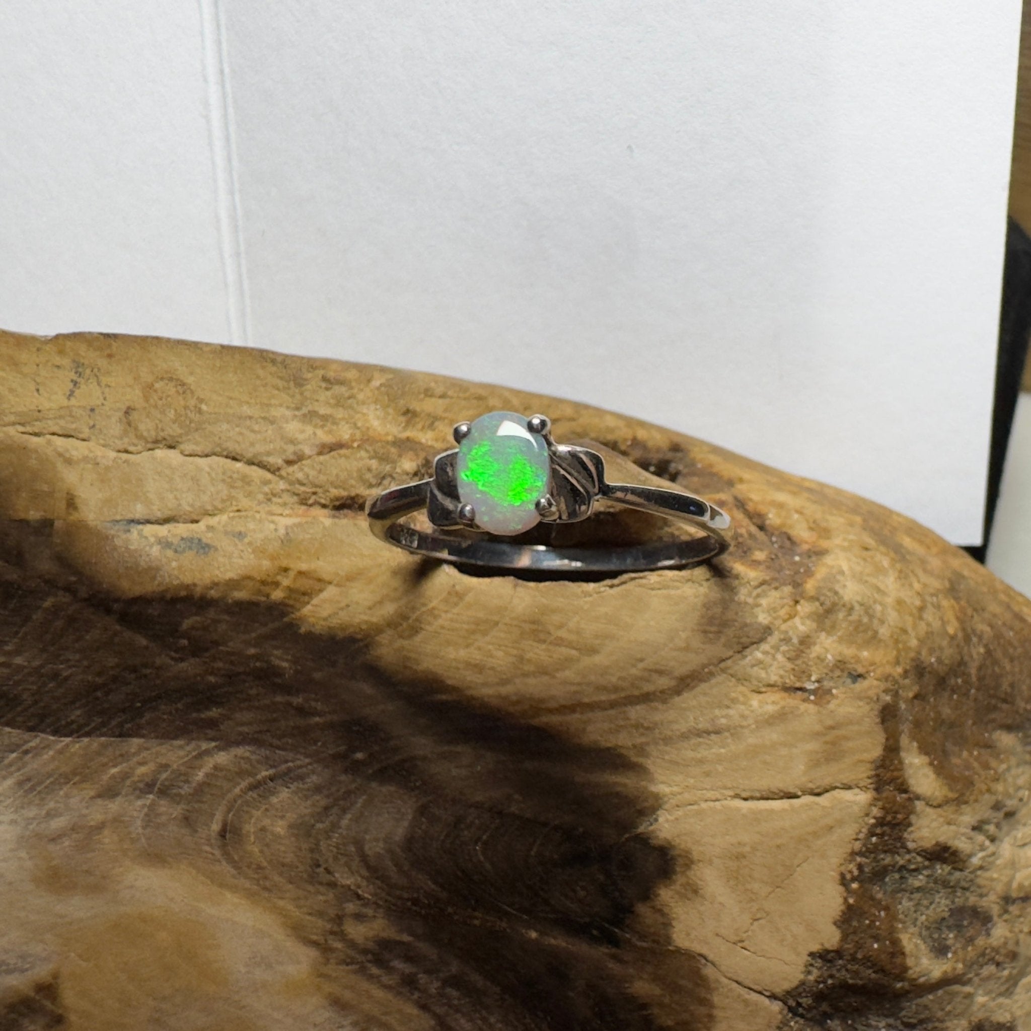 0.4ct Coober Pedy Opal Ring ~ 'Whitsunday Ripple' | 925 Sterling Silver | Solid Australian Opal
