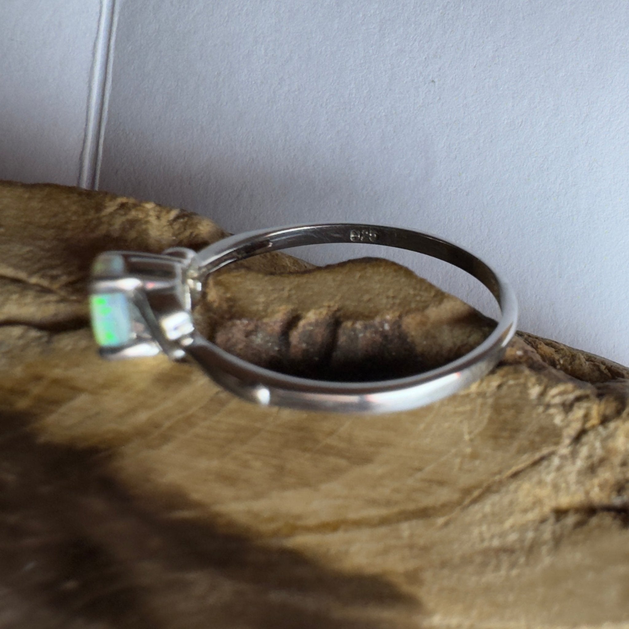 0.4ct Coober Pedy Opal Ring ~ 'Whitsunday Ripple' | 925 Sterling Silver | Solid Australian Opal