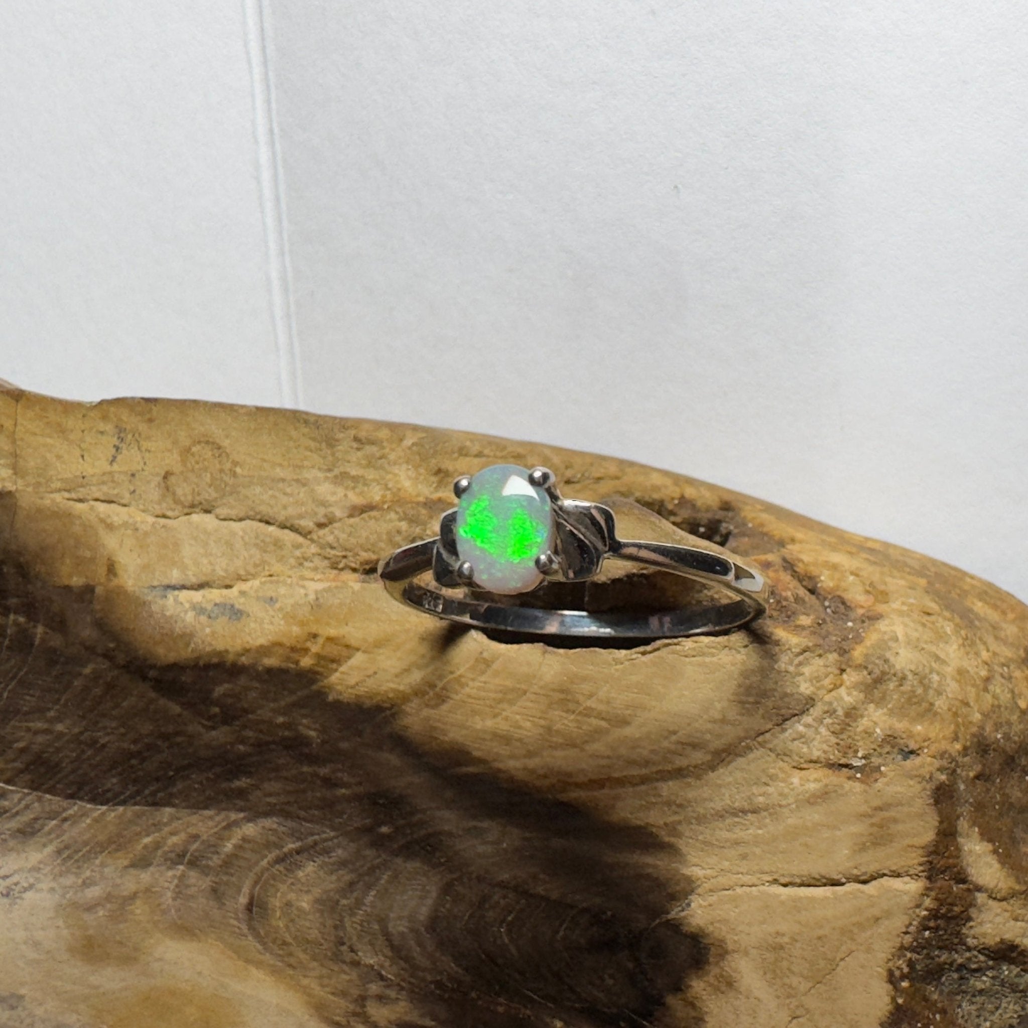 0.4ct Coober Pedy Opal Ring ~ 'Whitsunday Ripple' | 925 Sterling Silver | Solid Australian Opal