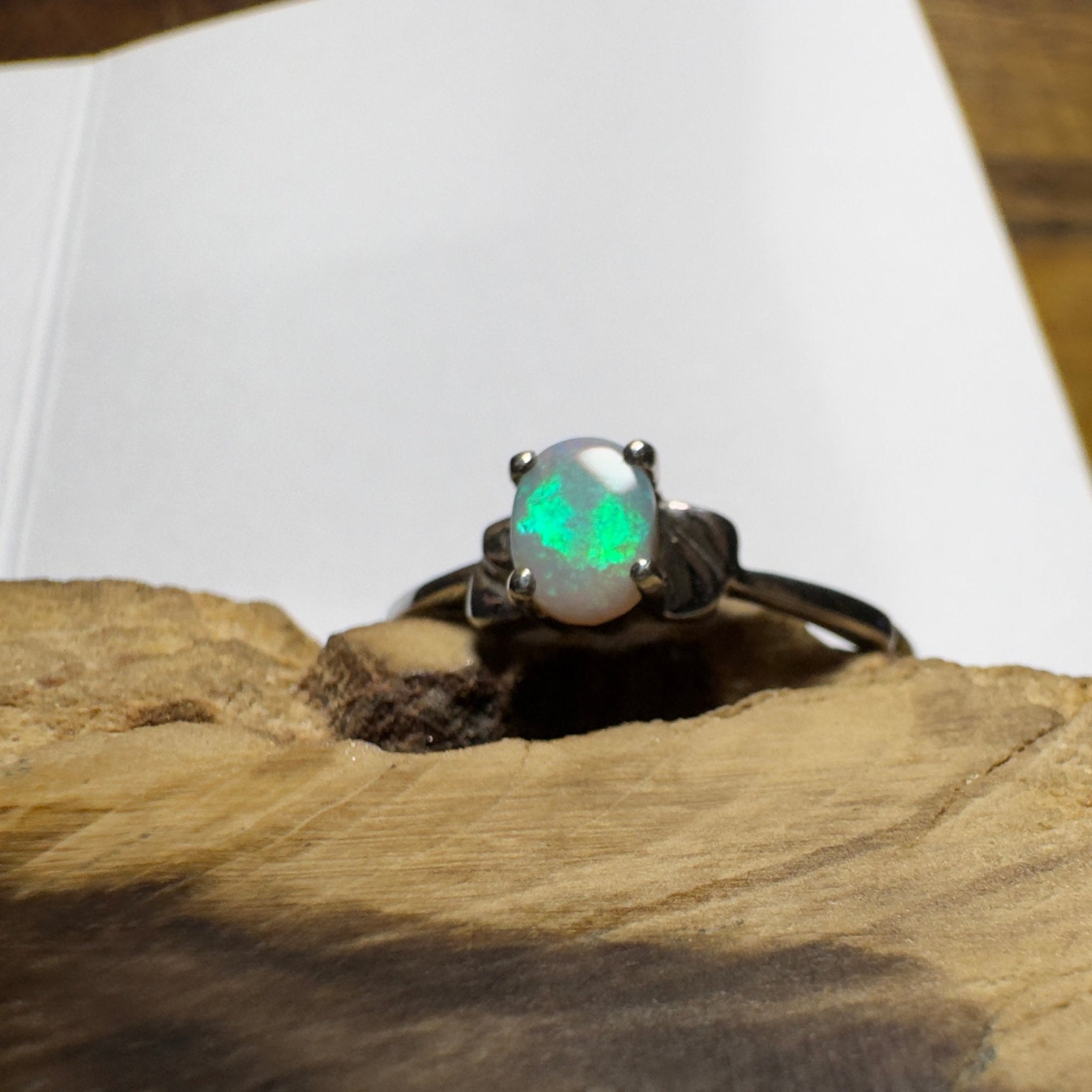 0.4ct Coober Pedy Opal Ring ~ 'Whitsunday Ripple' | 925 Sterling Silver | Solid Australian Opal