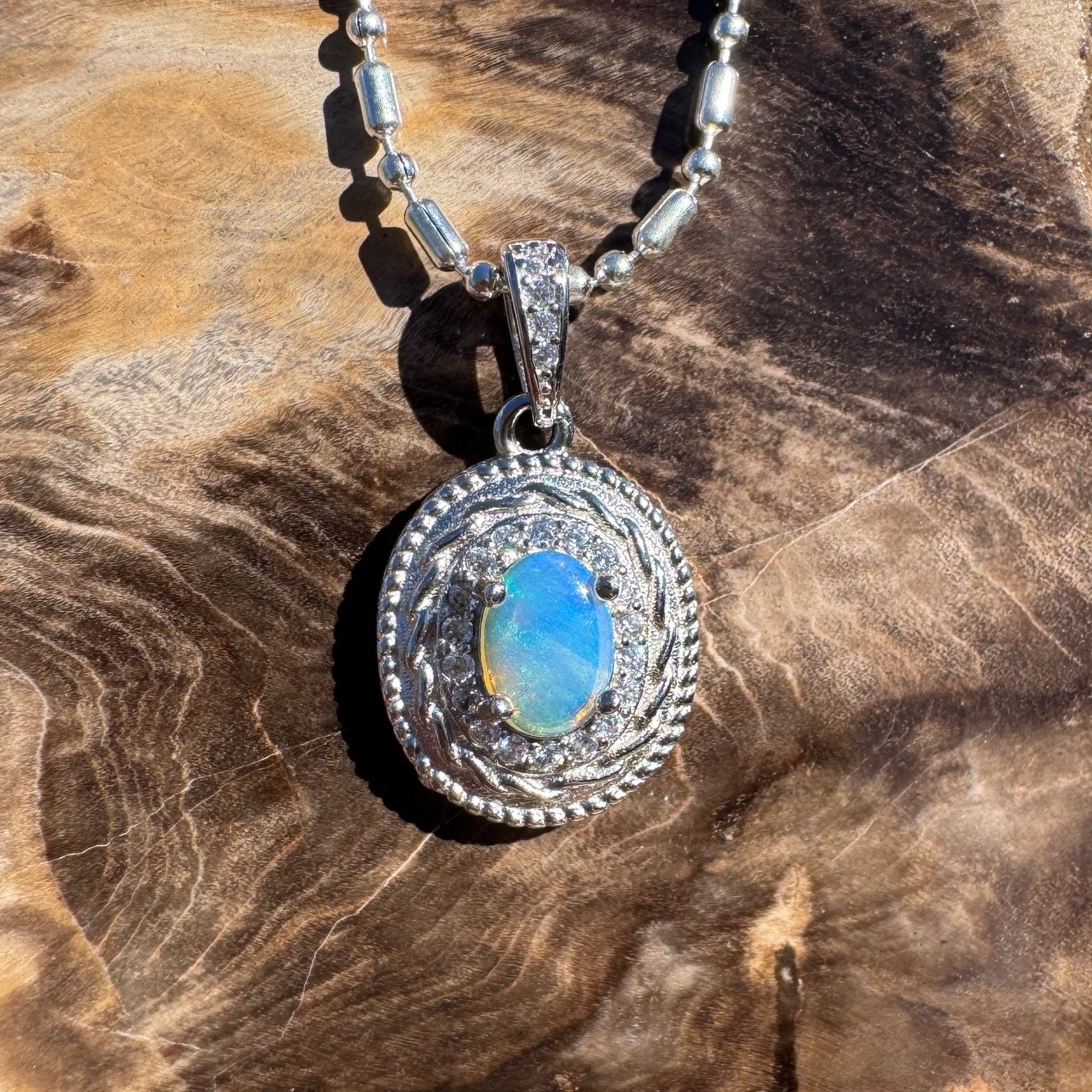0.4ct Lightning Ridge Opal Pendant Necklace ~ 'Hinchinbrook Blue' | 925 Sterling Silver | Solid Australian Opal