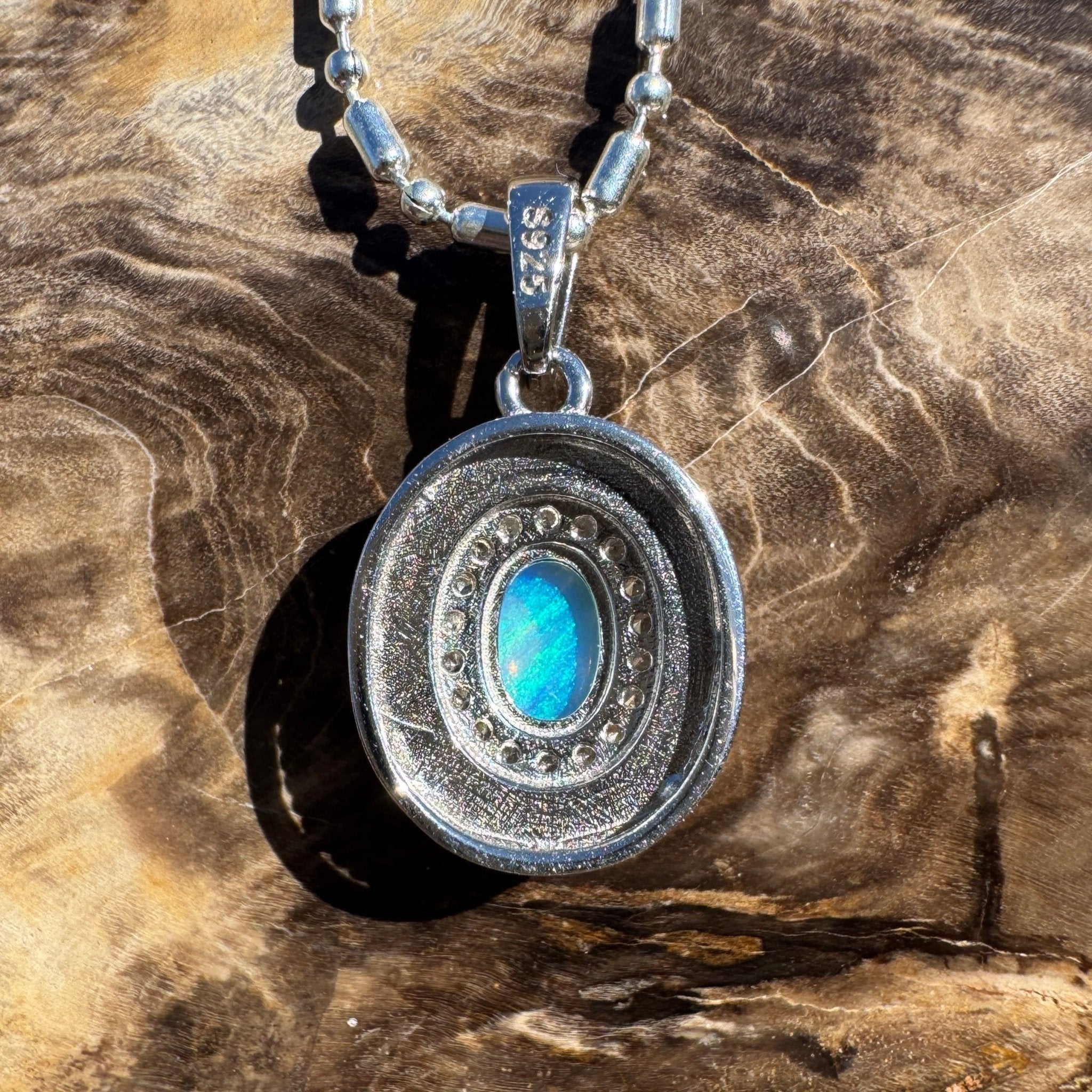 0.4ct Lightning Ridge Opal Pendant Necklace ~ 'Hinchinbrook Blue' | 925 Sterling Silver | Solid Australian Opal
