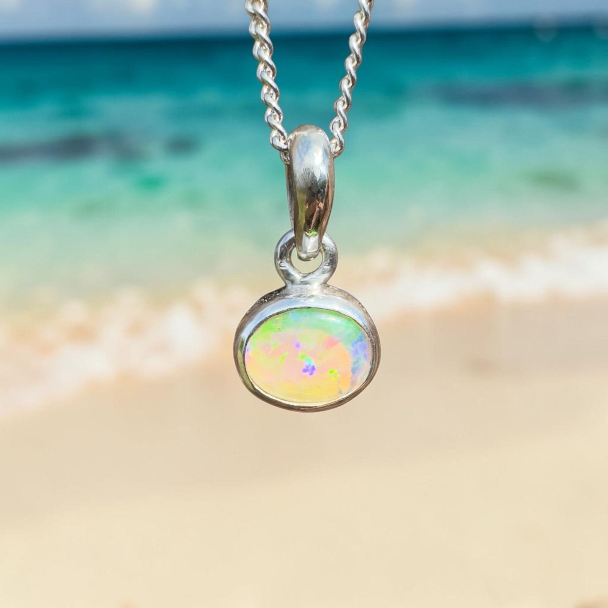 0.4ct Lightning Ridge Opal Pendant Necklace ~ 'Huon Clearwater' | 925 Sterling Silver | Solid Australian Opal